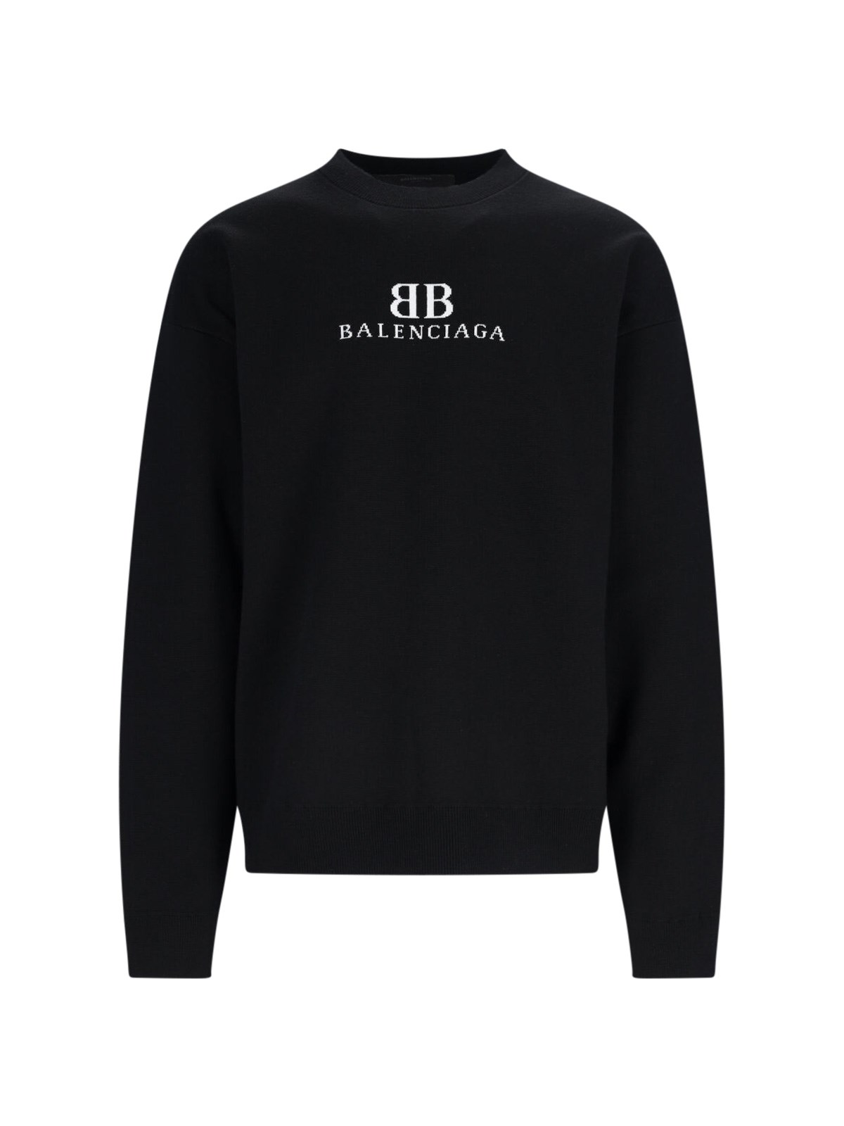 Balenciaga Black Wool Blend Oversize Sweater In Black