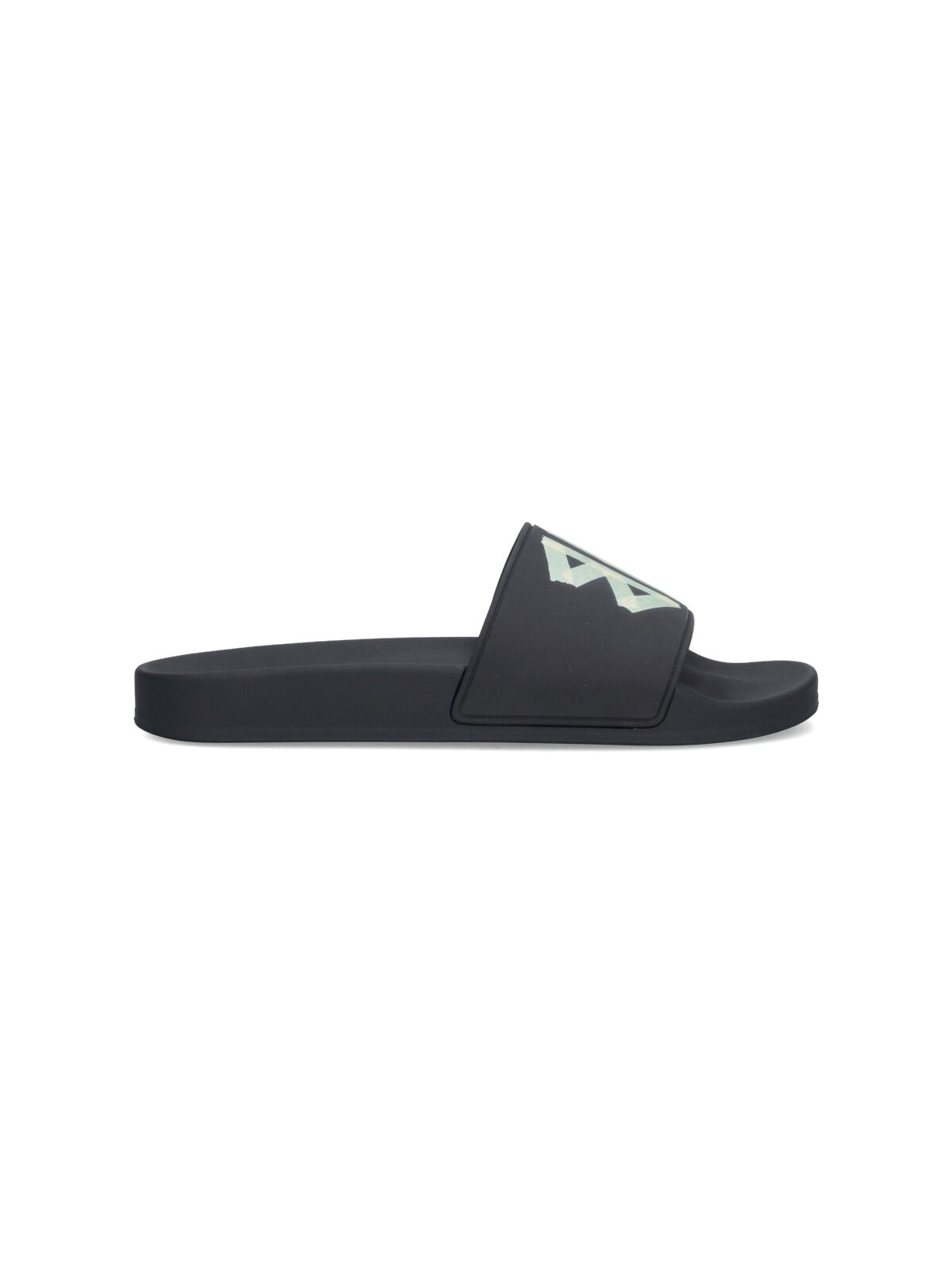Balenciaga Black Sandals With Maxi Contrasting Logo In Tech Fabric Man In Black