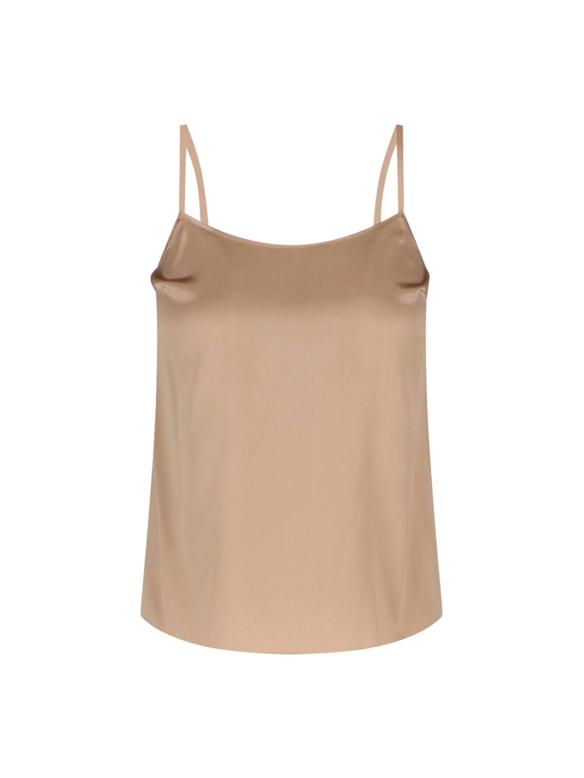 Ermanno Scervino Silk Tank Top With Round Neckline In Brown