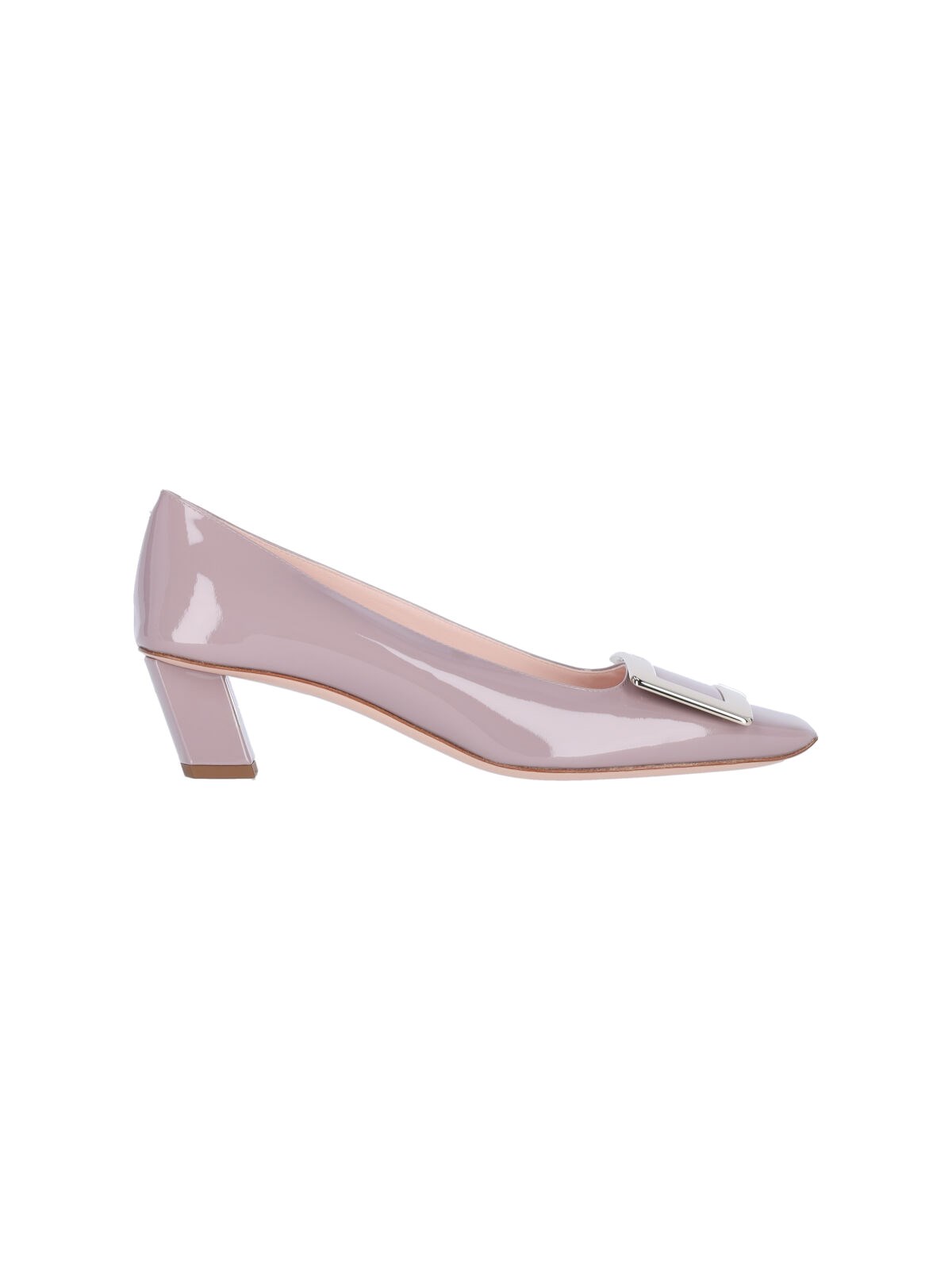 Roger Vivier Belle Vivier 45 Metal Buckle Pumps In Patent Leather In Pink