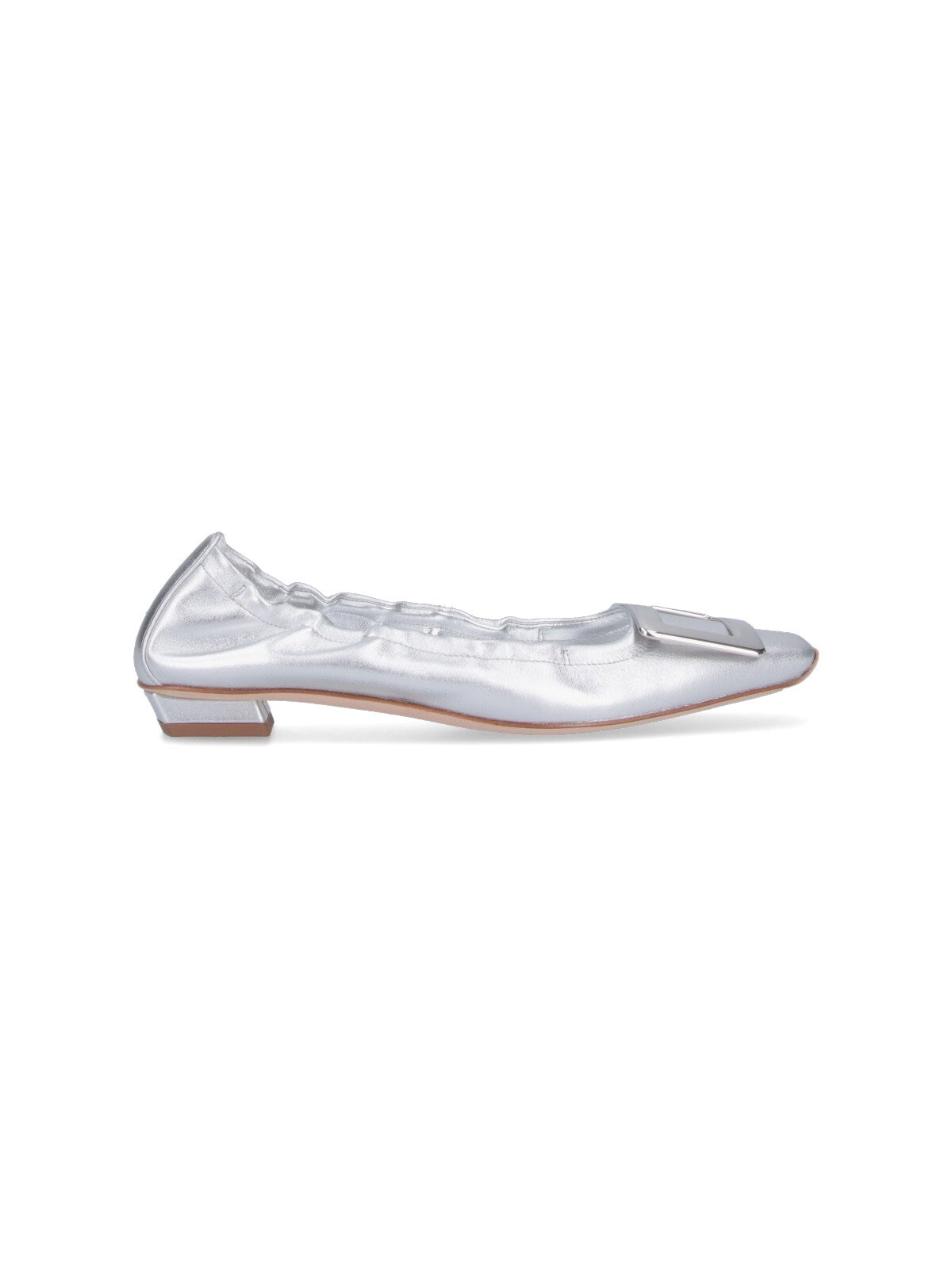 Roger Vivier 'belle Viviere' Heeled Ballet Flats In Silver