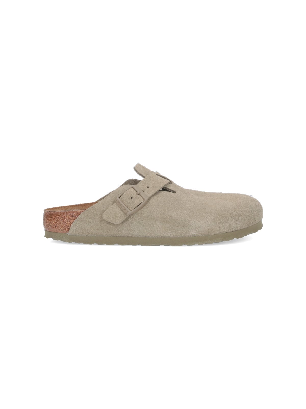 Birkenstock Buckle Cork Suede Mules In Green