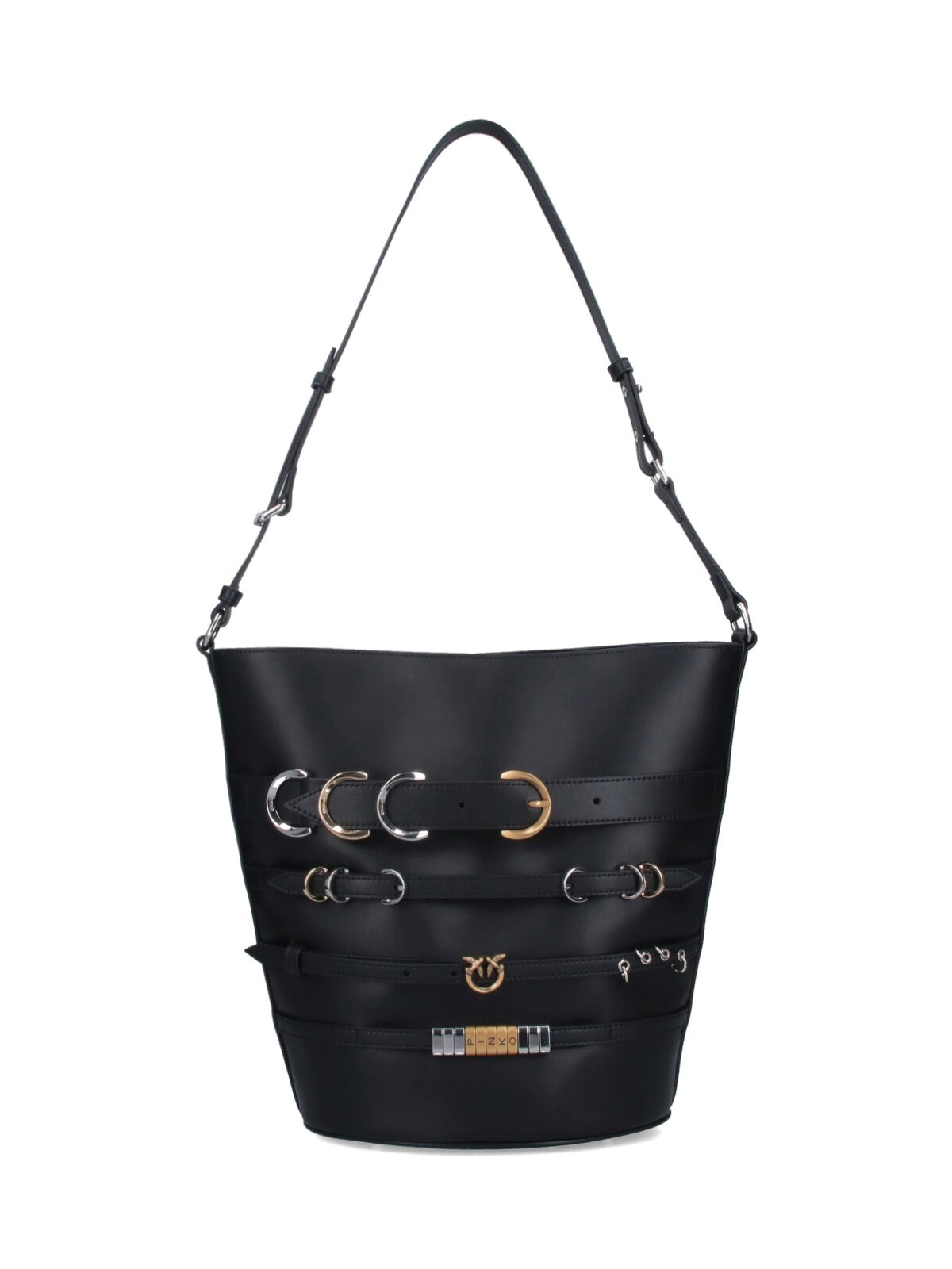 Pinko Large Bucket Bag With Straps In Black  