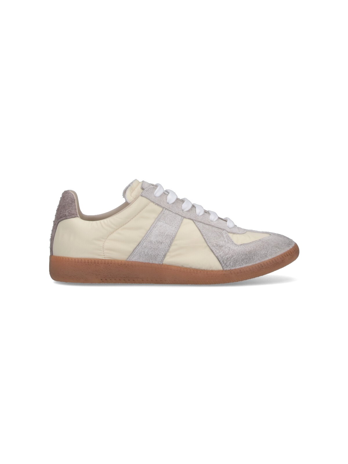 Maison Margiela Sneakers In Beige With Front Lace-up Fastening In Cream
