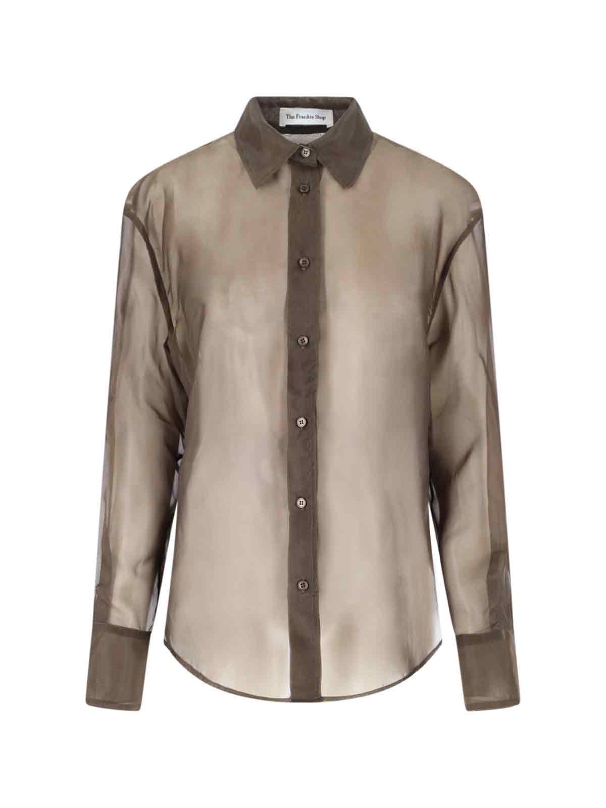 The Frankie Shop 'peri' Semi-transparent Shirt In Brown