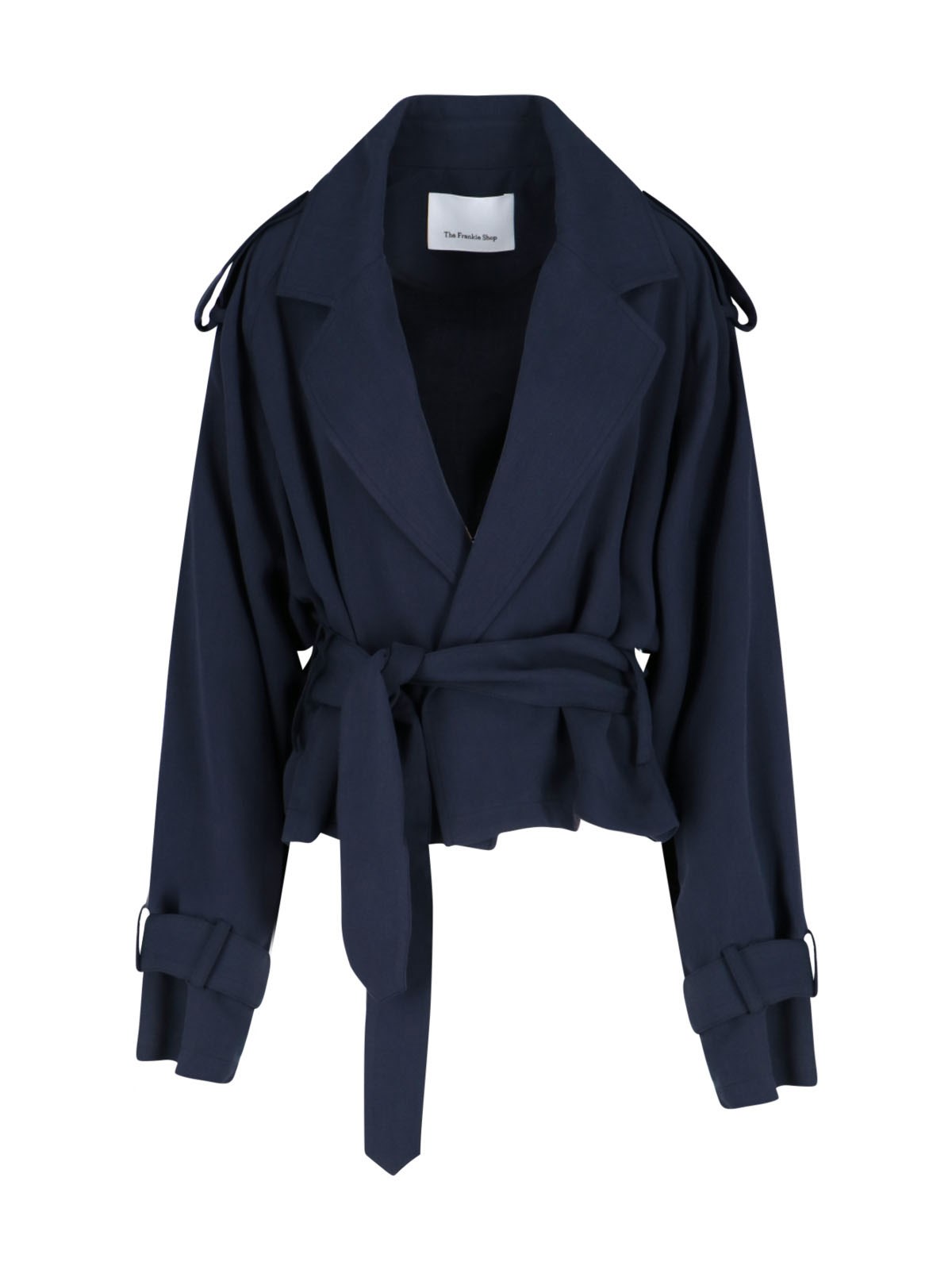 The Frankie Shop 'simona' Short Trench Coat In Blue