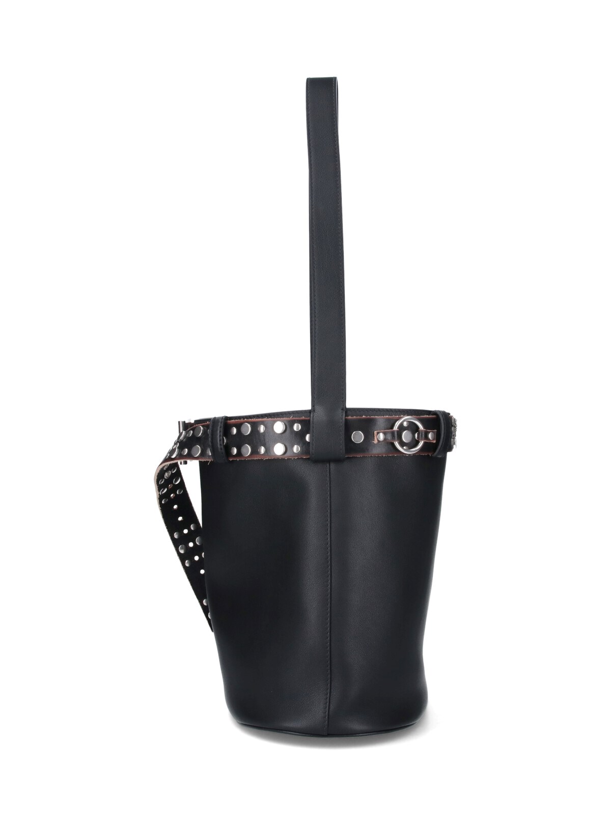ショルダーバッグ・ポシェット Prada Prada Buckle Bucket Bag In Soft Grain Leather White/black Prada Buckle Leather Bucket Bag With Belt | PRADA