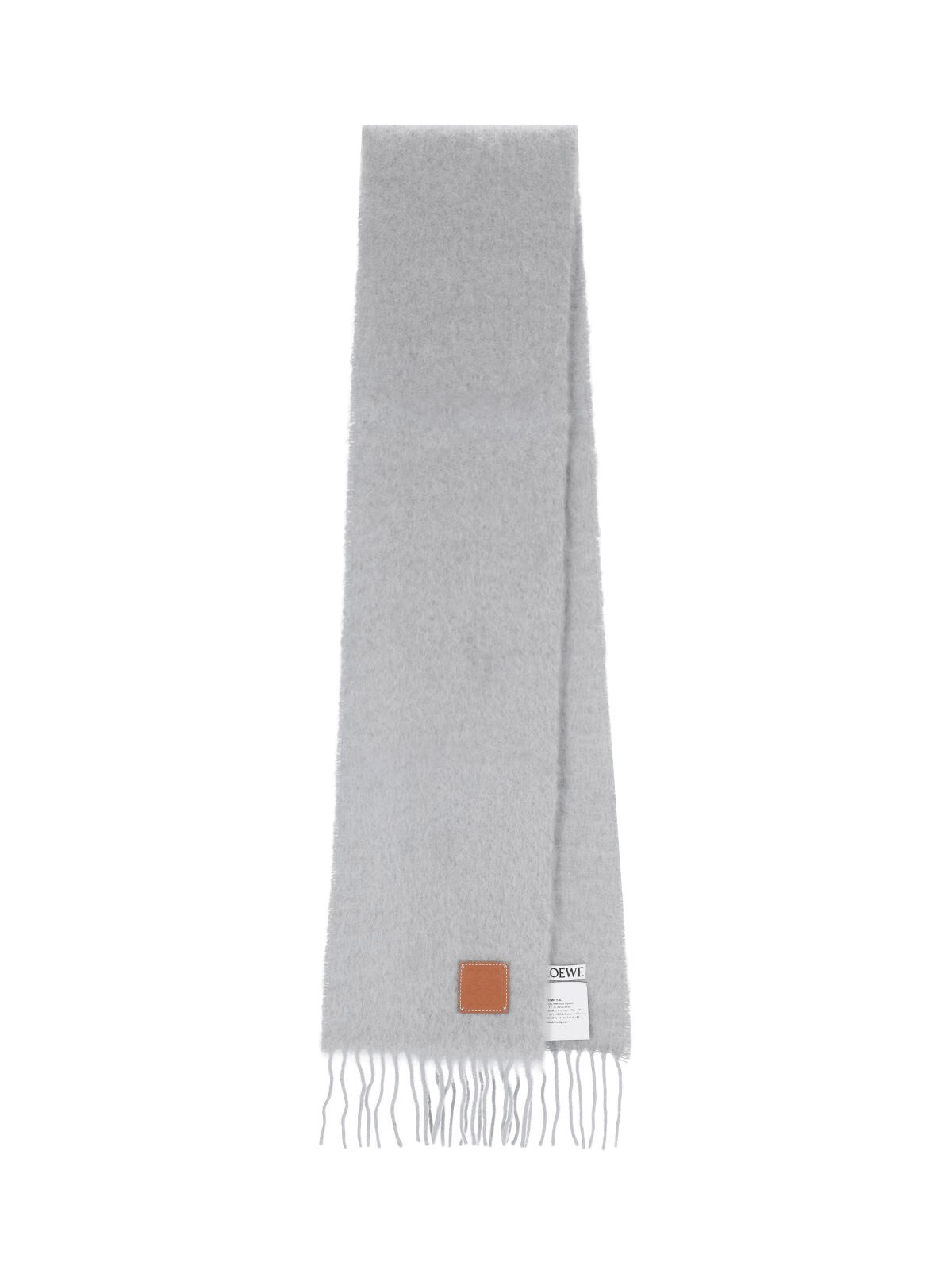 Loewe Sciarpa Con Frange In Lana E Mohair Di Peso Medio In Gray