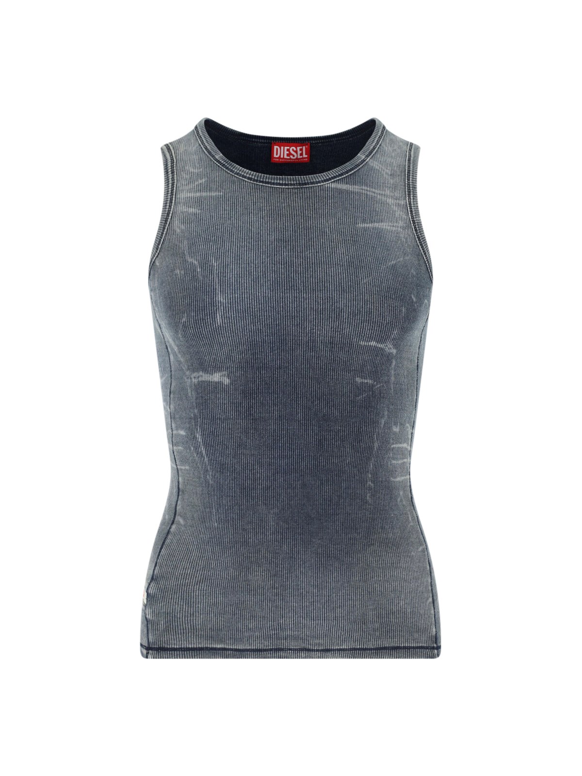 Diesel Trompe-l'ail Denim Tank Top In Blue