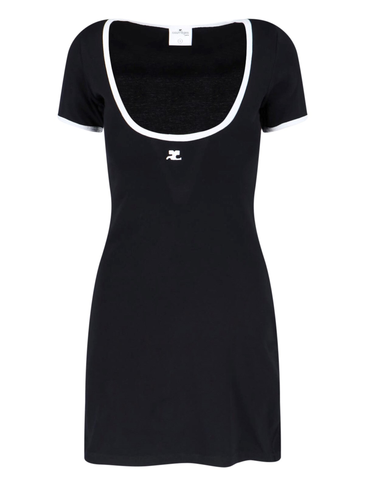Courrèges Holistic Contrast Jersey Mini Dress In Black