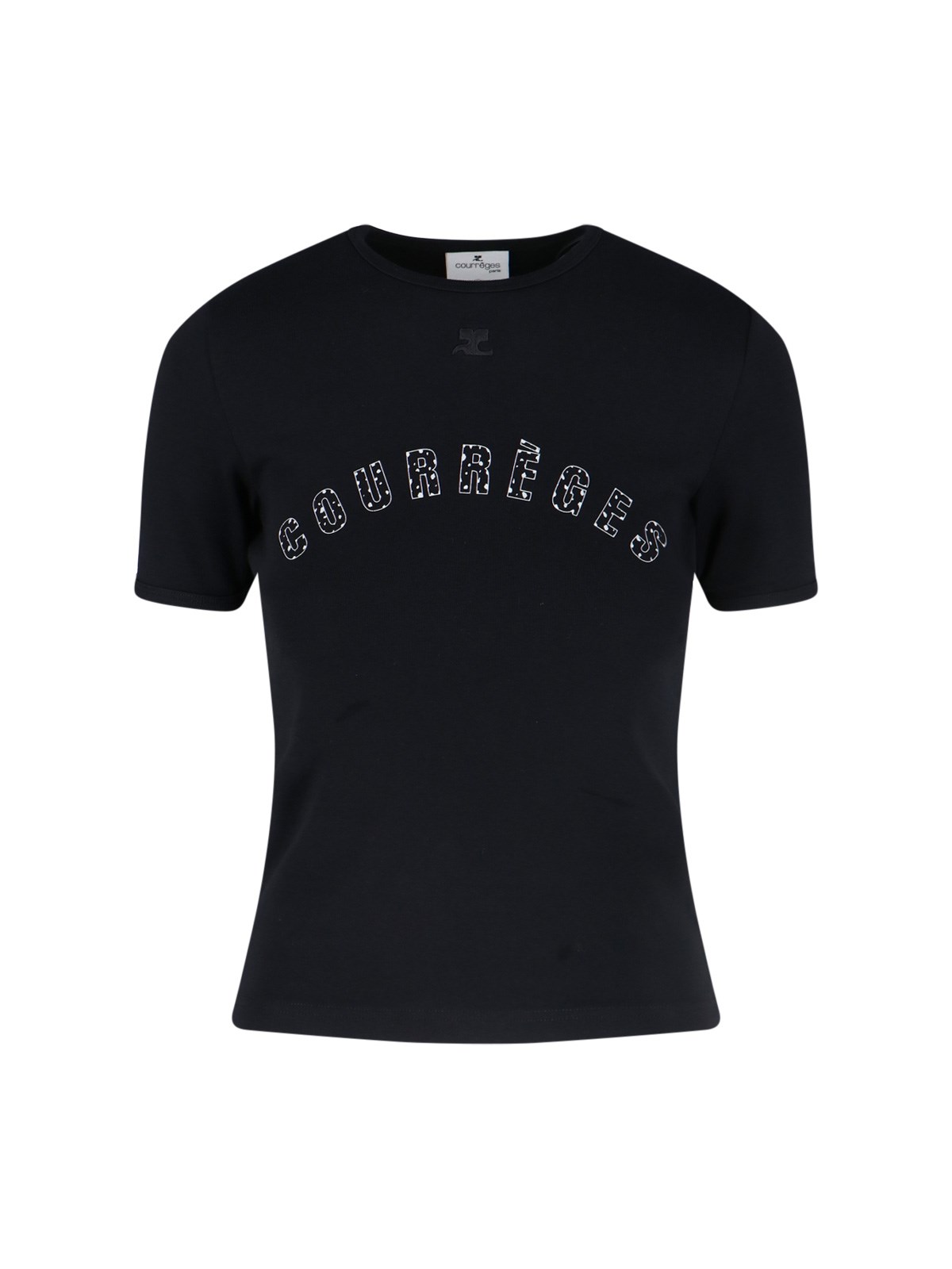 Courrèges Crew Neck Fitted Silhouette Short Sleeves In Black  