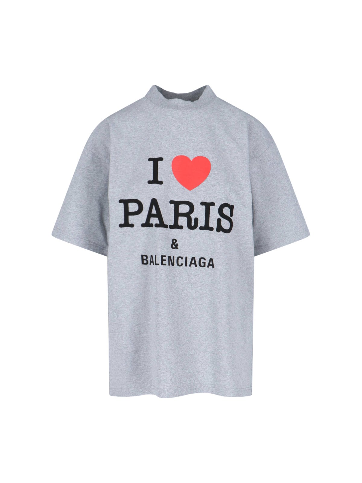 Balenciaga Grey Crewneck T-shirt With Maxi Logo Print On The Front In Cotton Woman In Gray