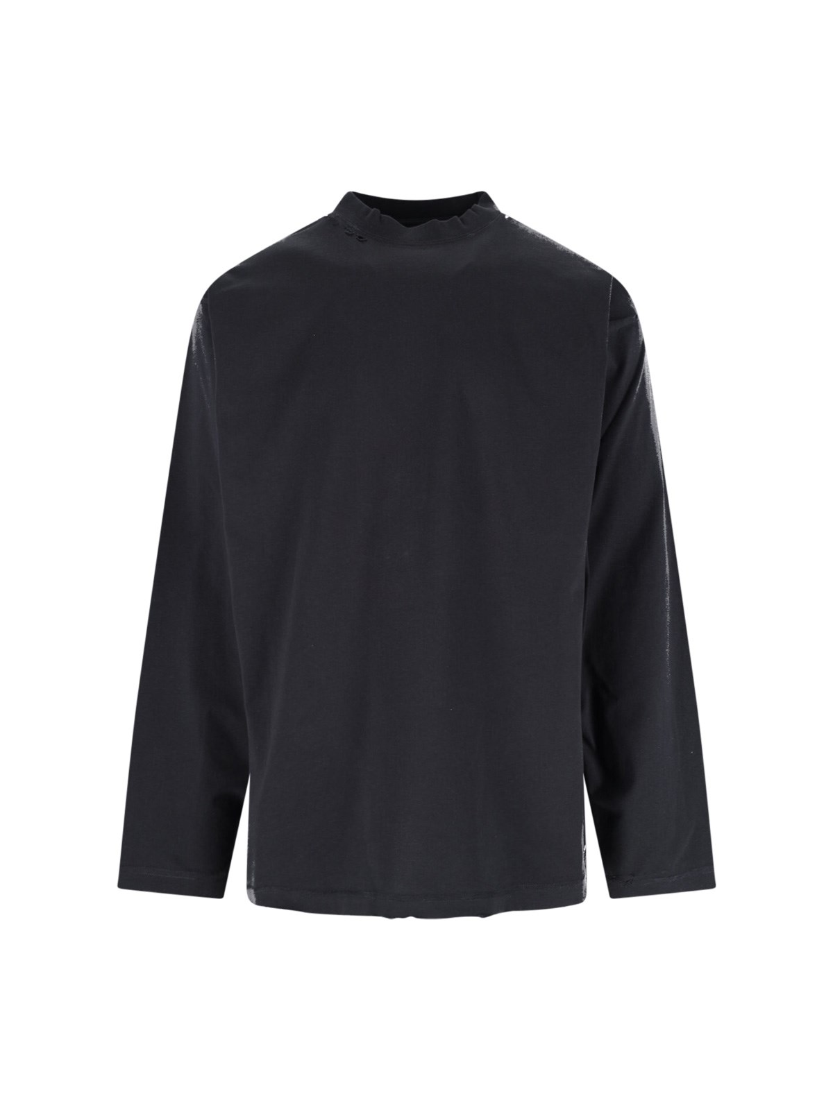 Balenciaga Long Sleeve Cotton T-shirt In Black