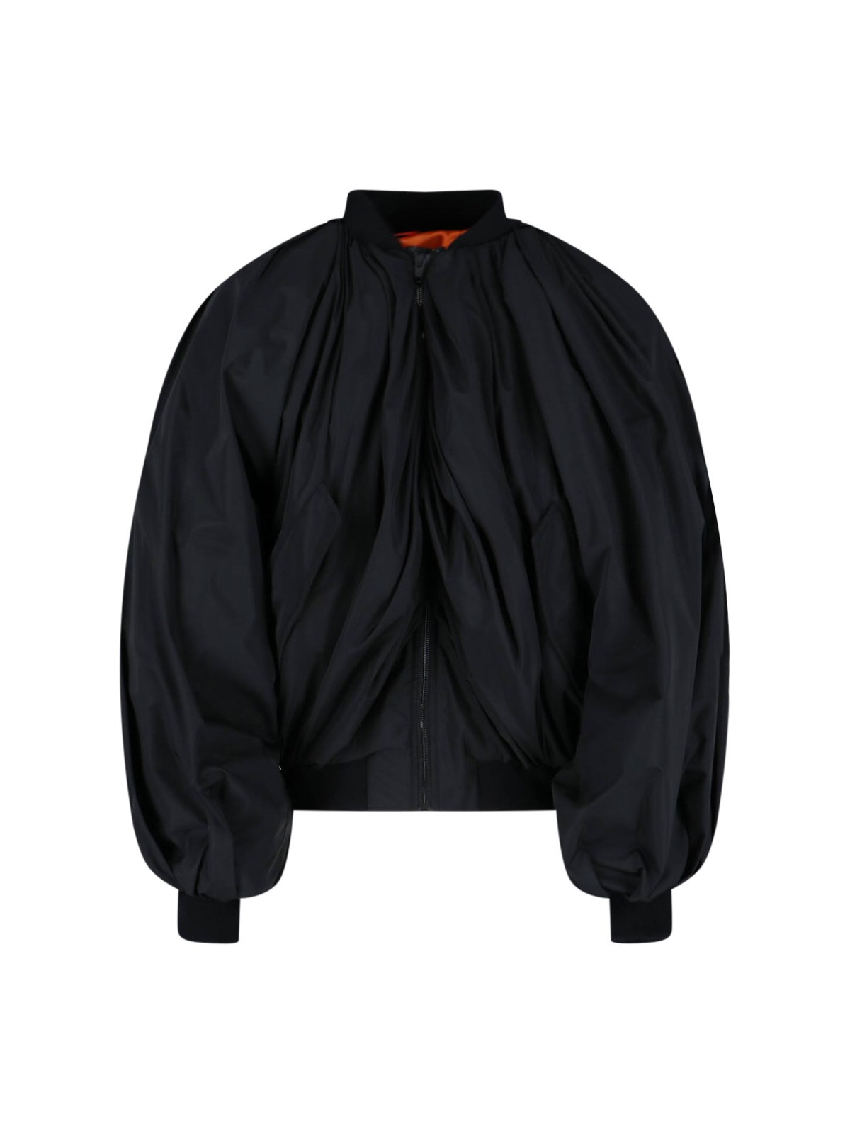 Shop Balenciaga Draped Bomber Jacket In Black