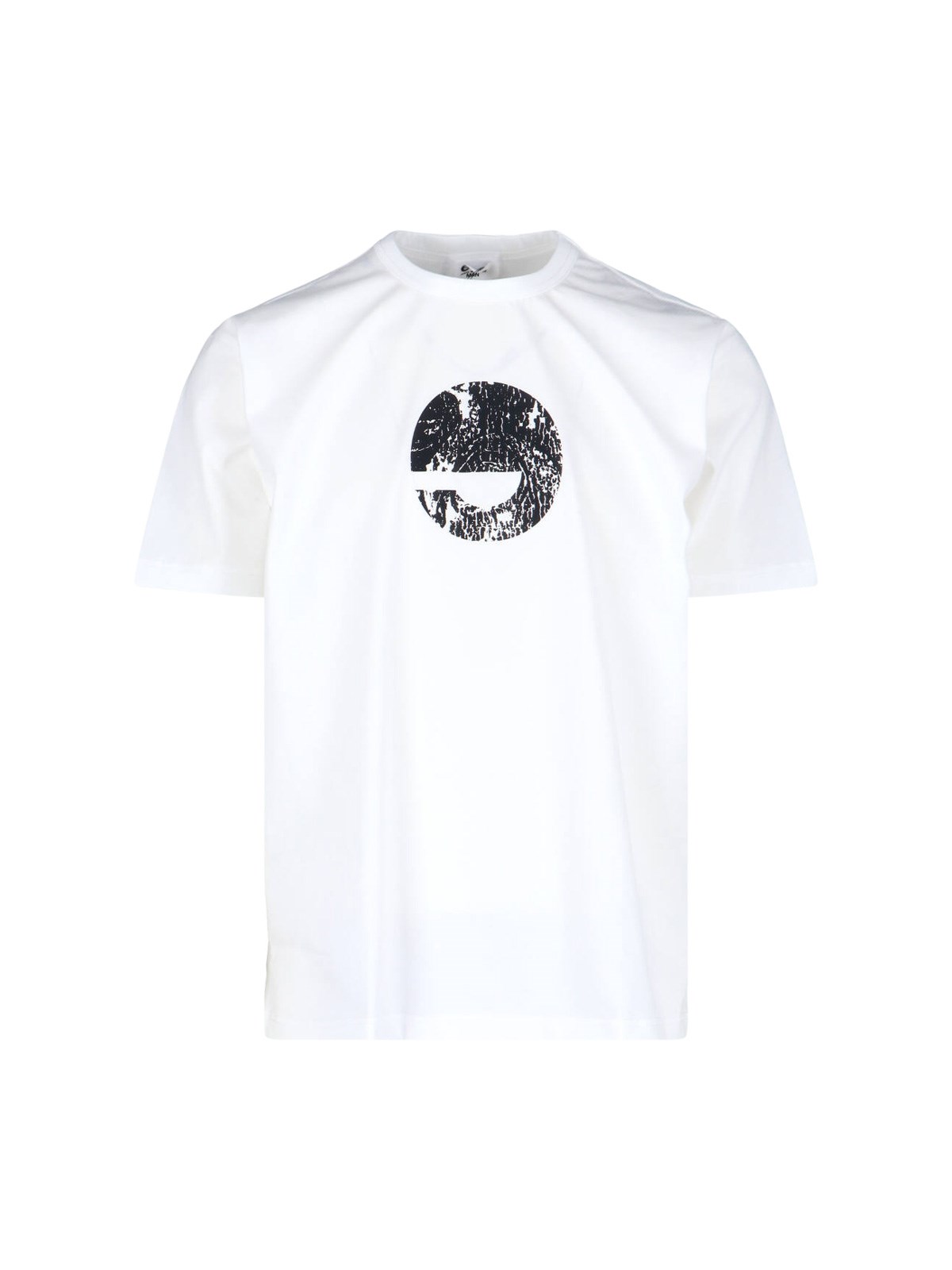 Junya Watanabe Short Sleeves Graphic Print Round Neck In White