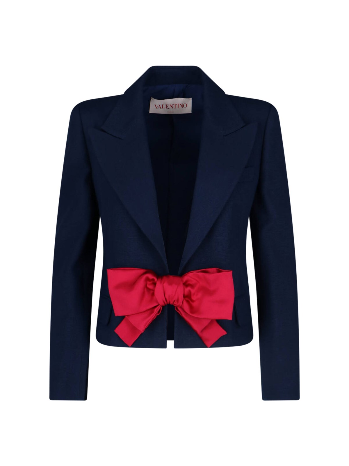 Valentino Tailored Bow-detail Jacket Crafted From Lightweight Viscose In Blue
