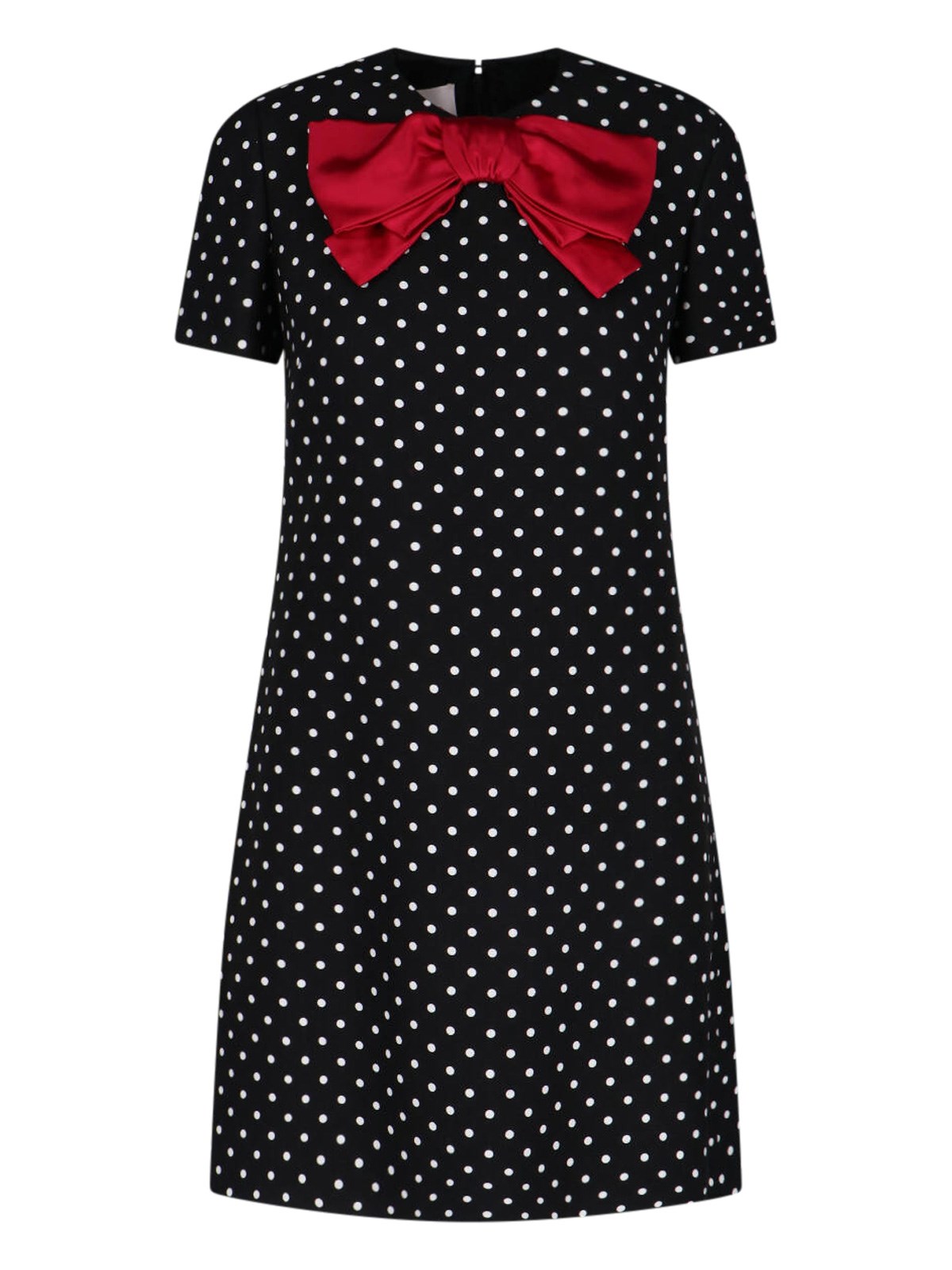 Shop Valentino Polka Dot Mini Dress With Bow In Black