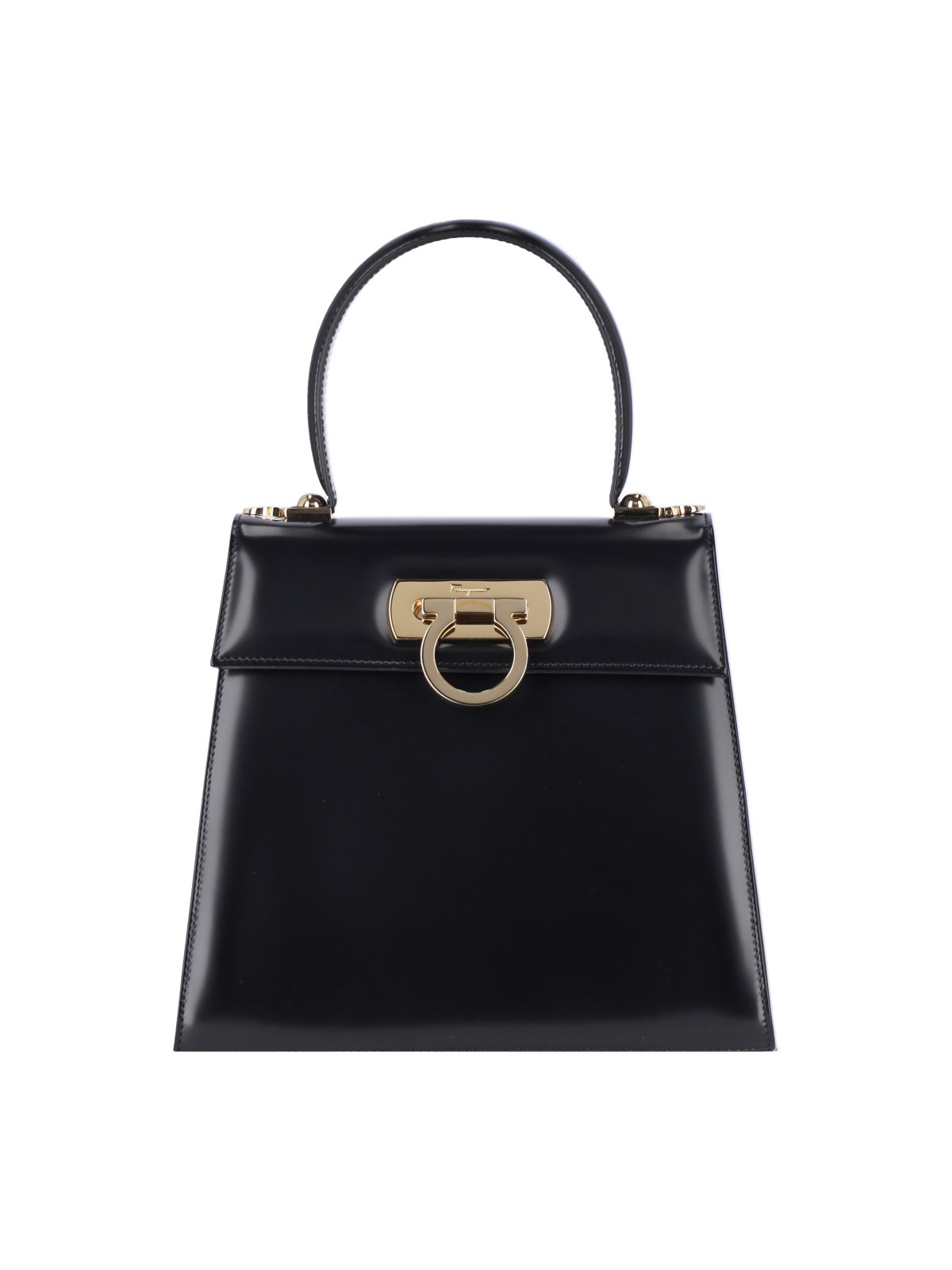 Ferragamo Gancini Top Handle Bag In Black