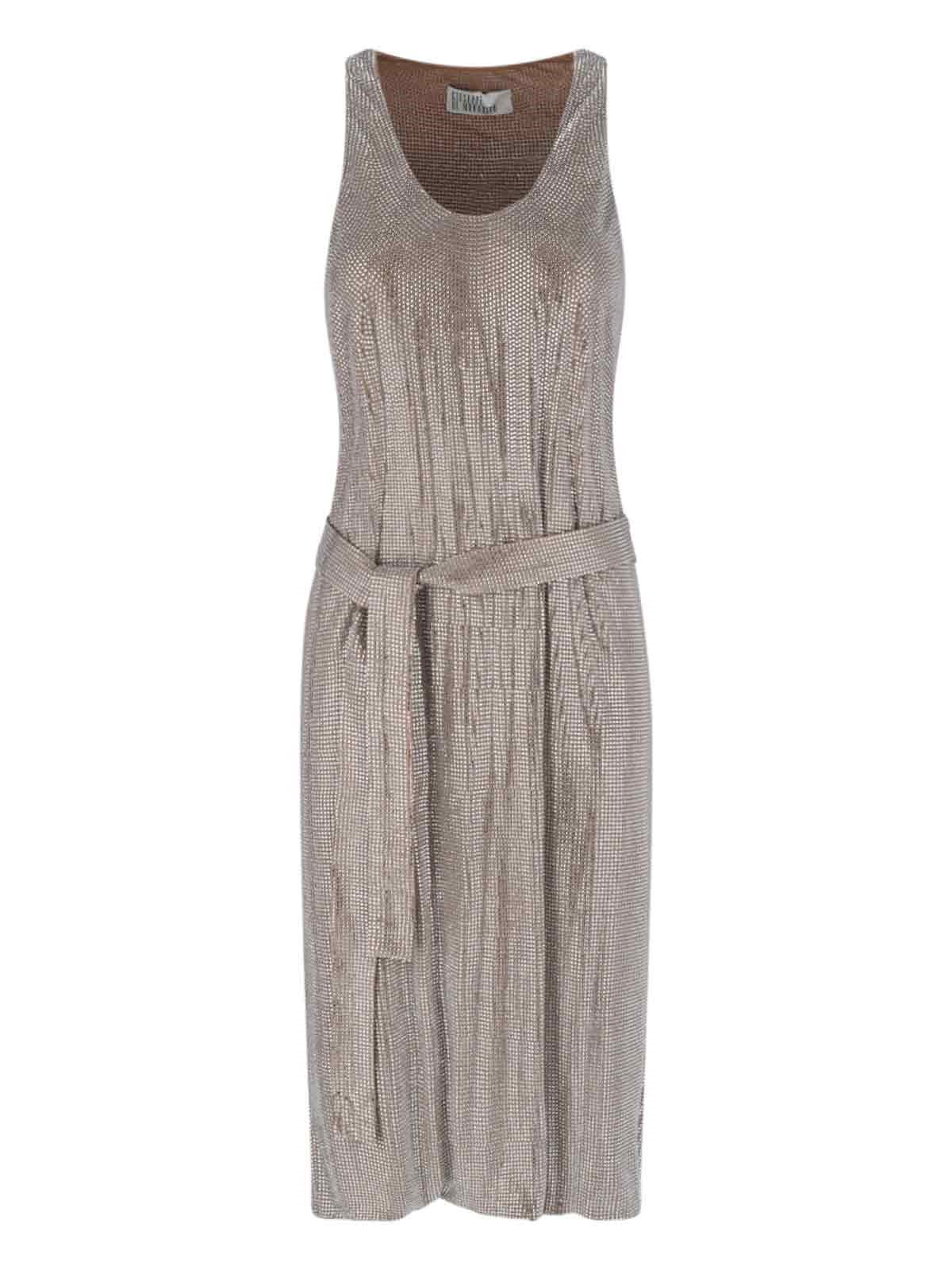 Giuseppe Di Morabito Midi Dress With Rhinestones In Brown