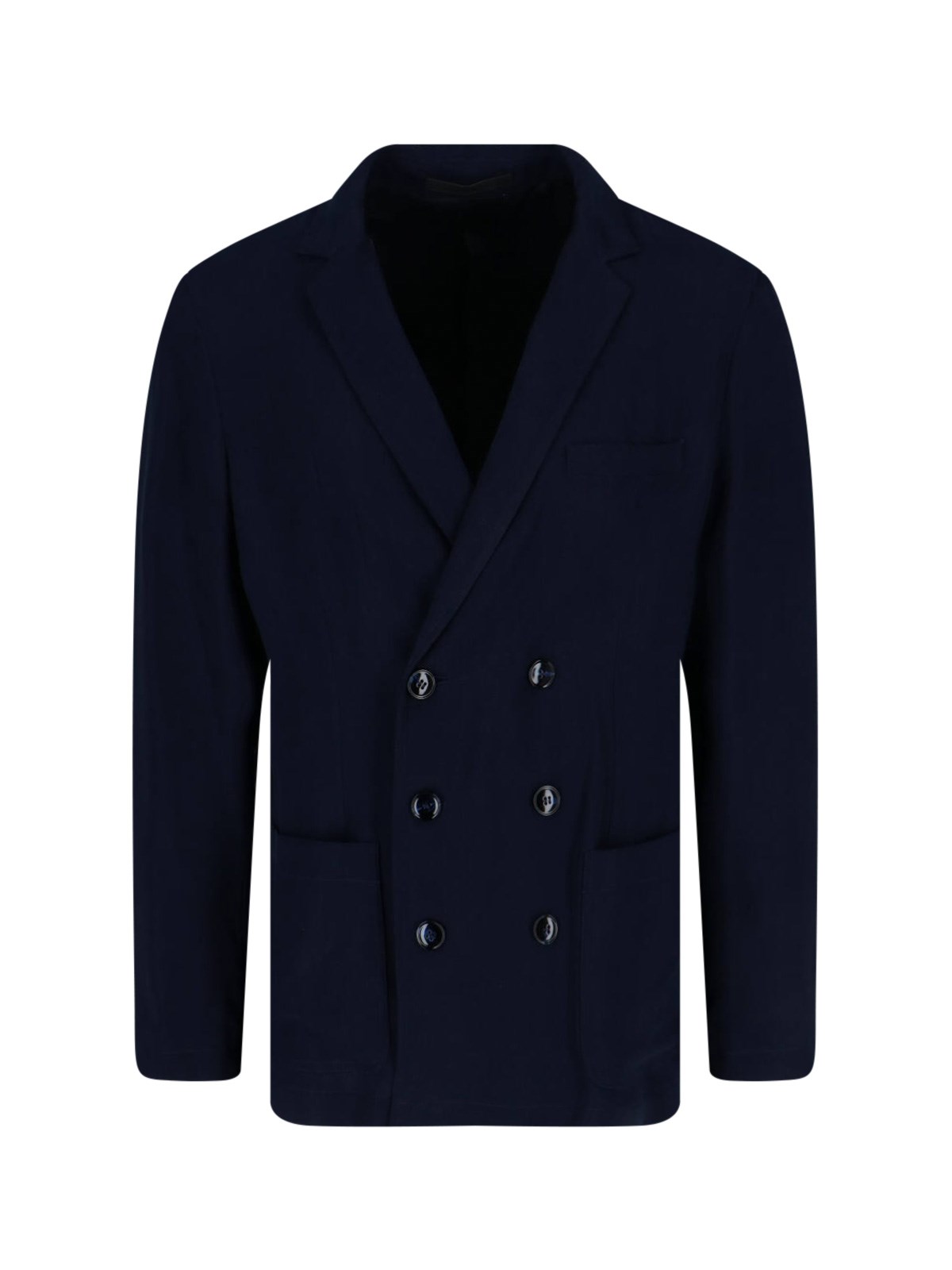 Shop Giorgio Armani Double-breasted Blazer In Blue