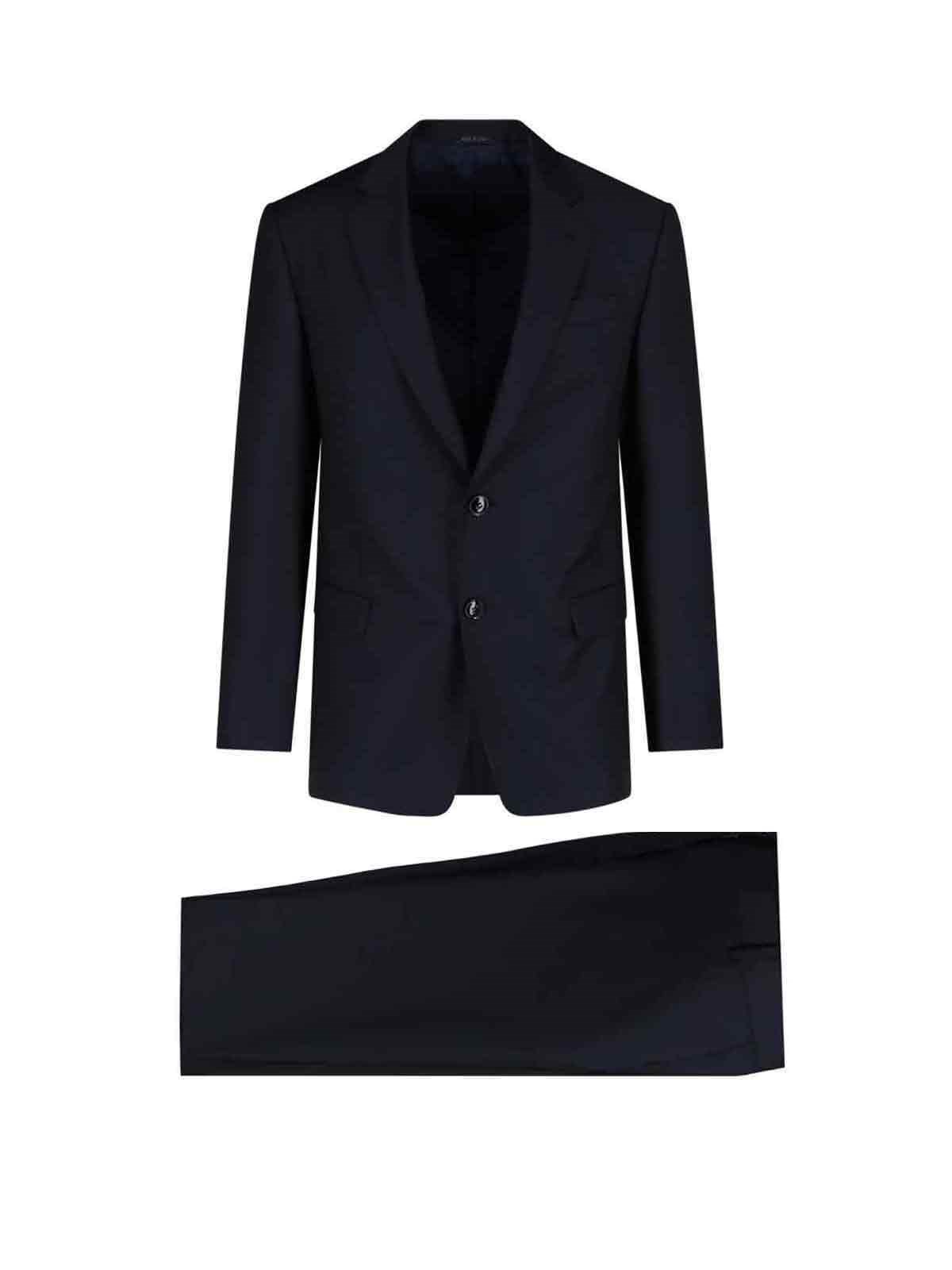 Giorgio Armani Tailored Suit With Back Vent And Notched Lapel In Blue