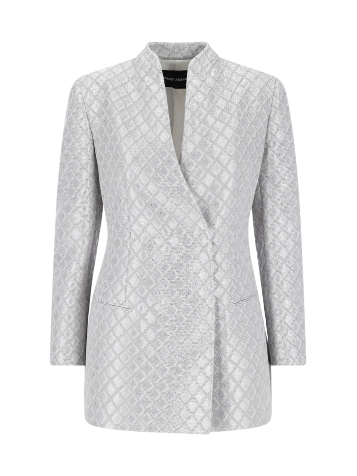 Giorgio Armani Sequin-embellished Blazer In Gray