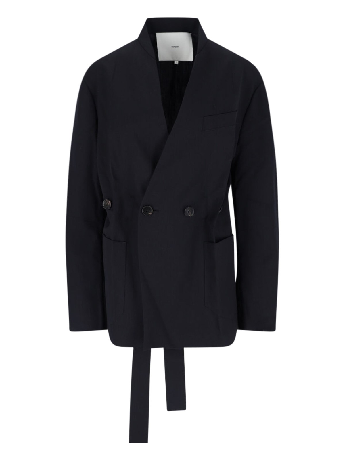Setchu Double-breasted Blazer In Blue