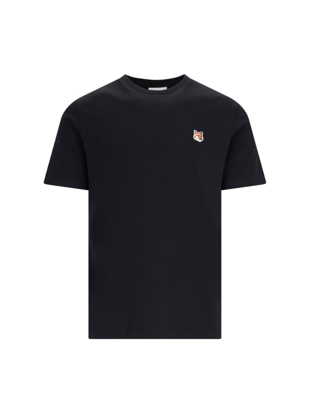 Maison Kitsuné Black T-shirt With Fox Head Patch In Cotton In Black  