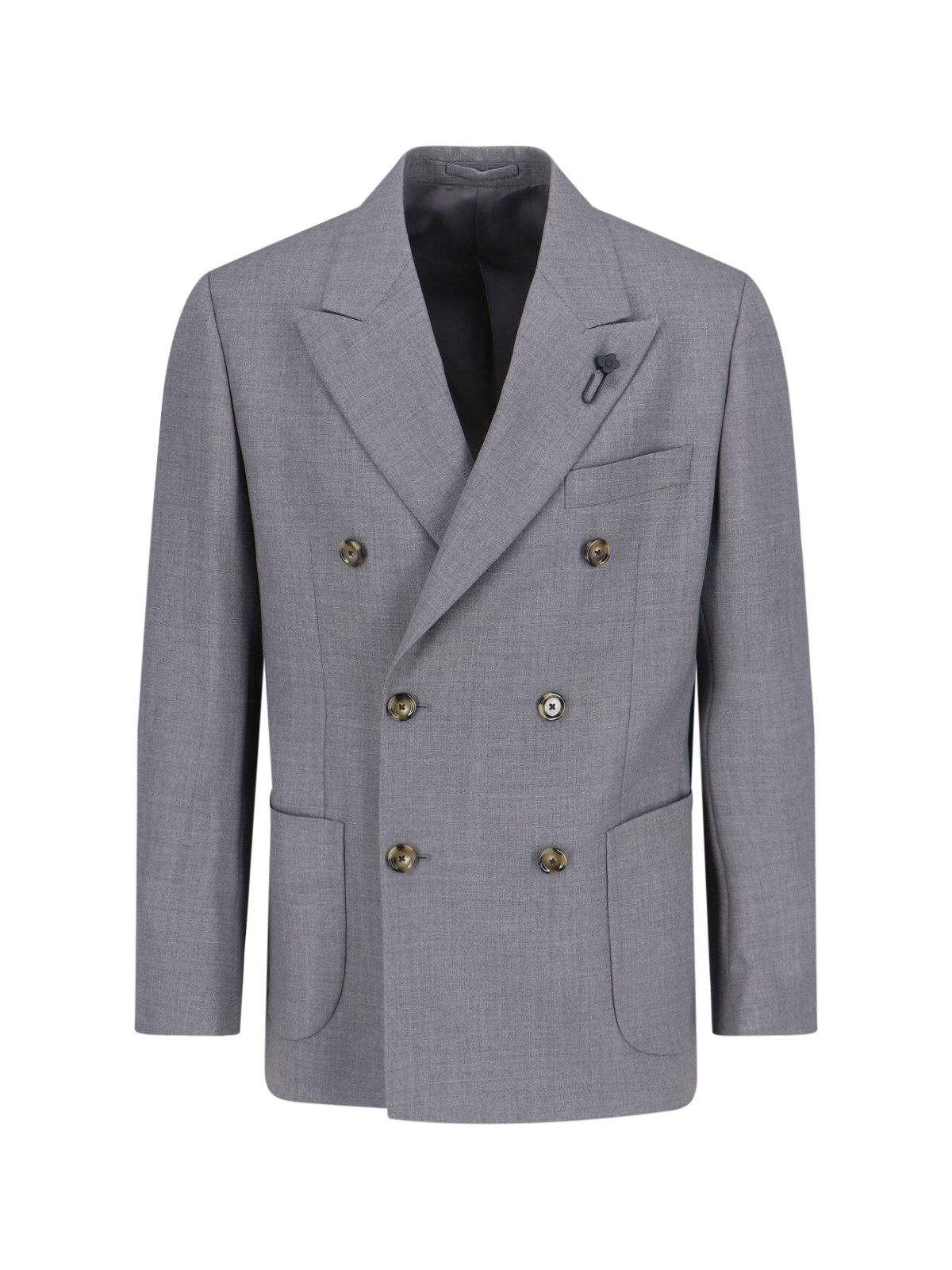 Lardini Double-breasted Blazer In Gray