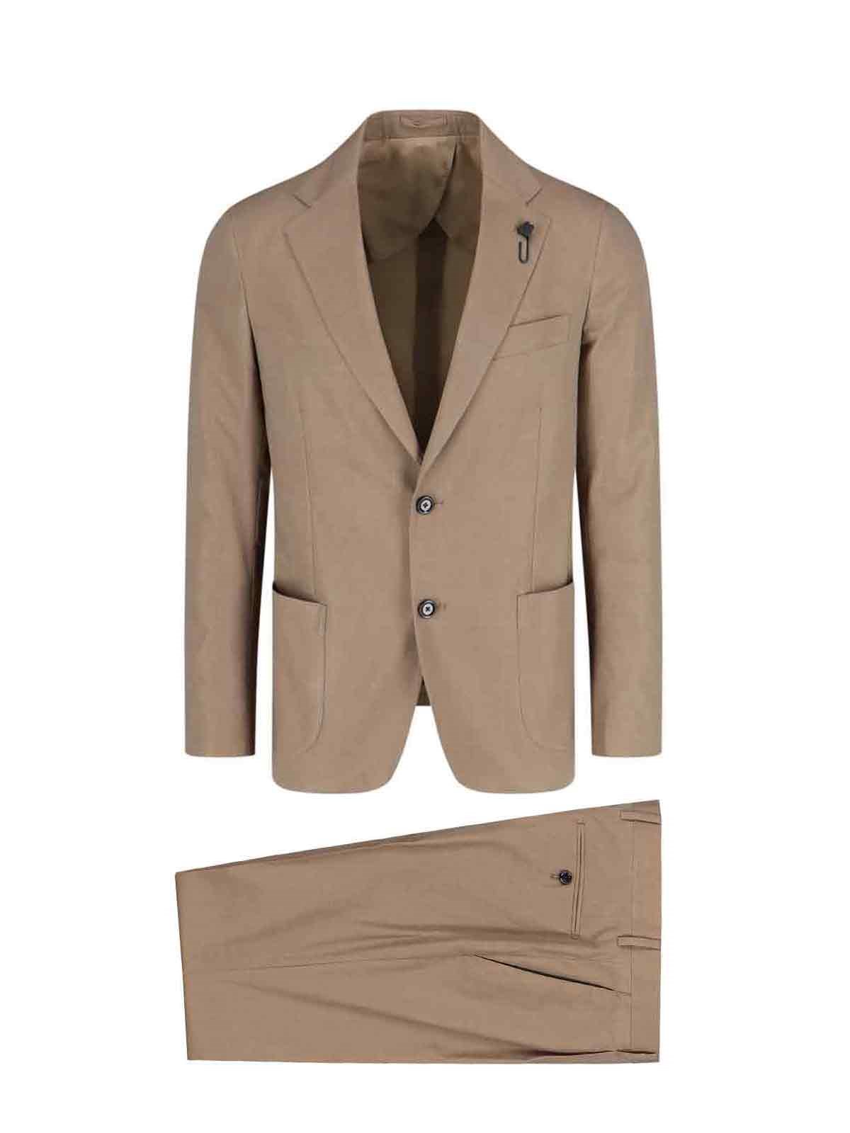 Lardini Single-breasted Suit In Brown