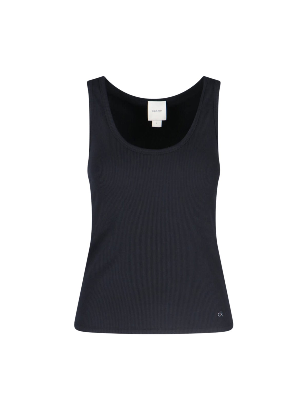 Calvin Klein Ribbed Scoop Neck Tank Top In Black