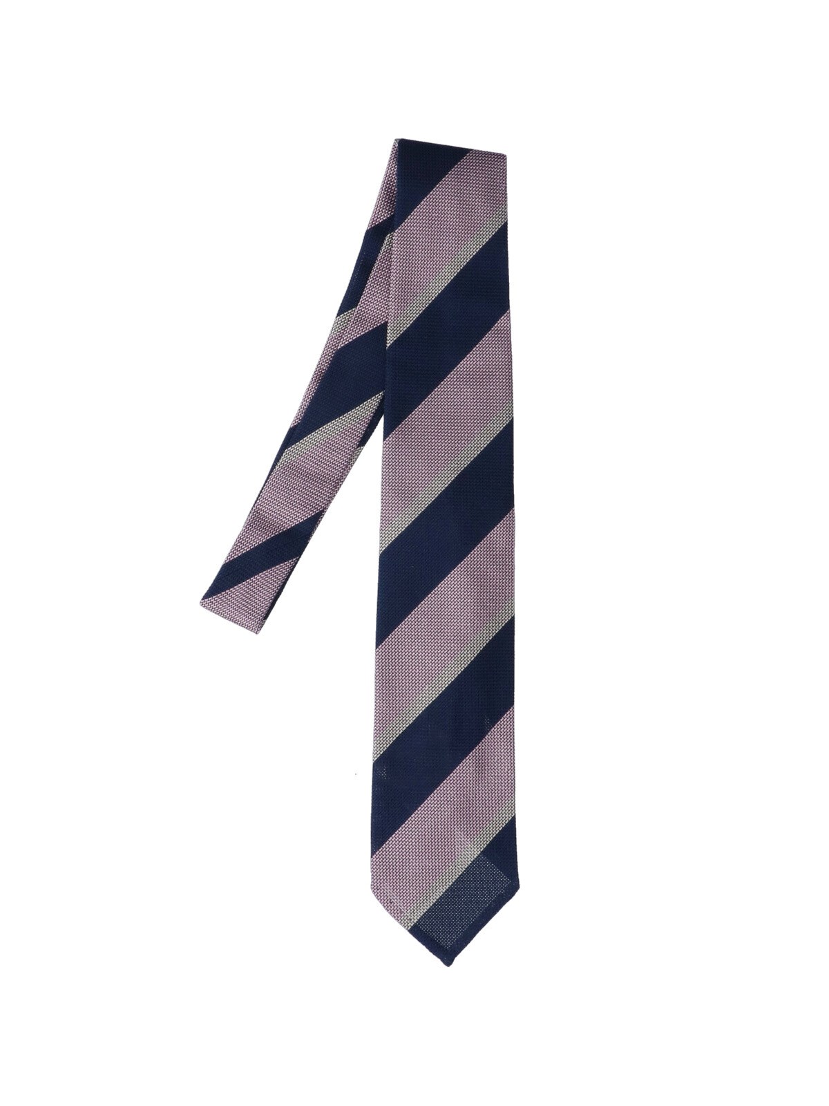 Cesare Attolini Striped Silk Tie In Pink