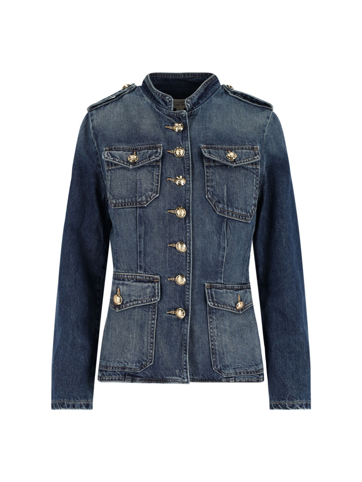 Nili Lotan Military Style Jacket Gold Buttons In Blue