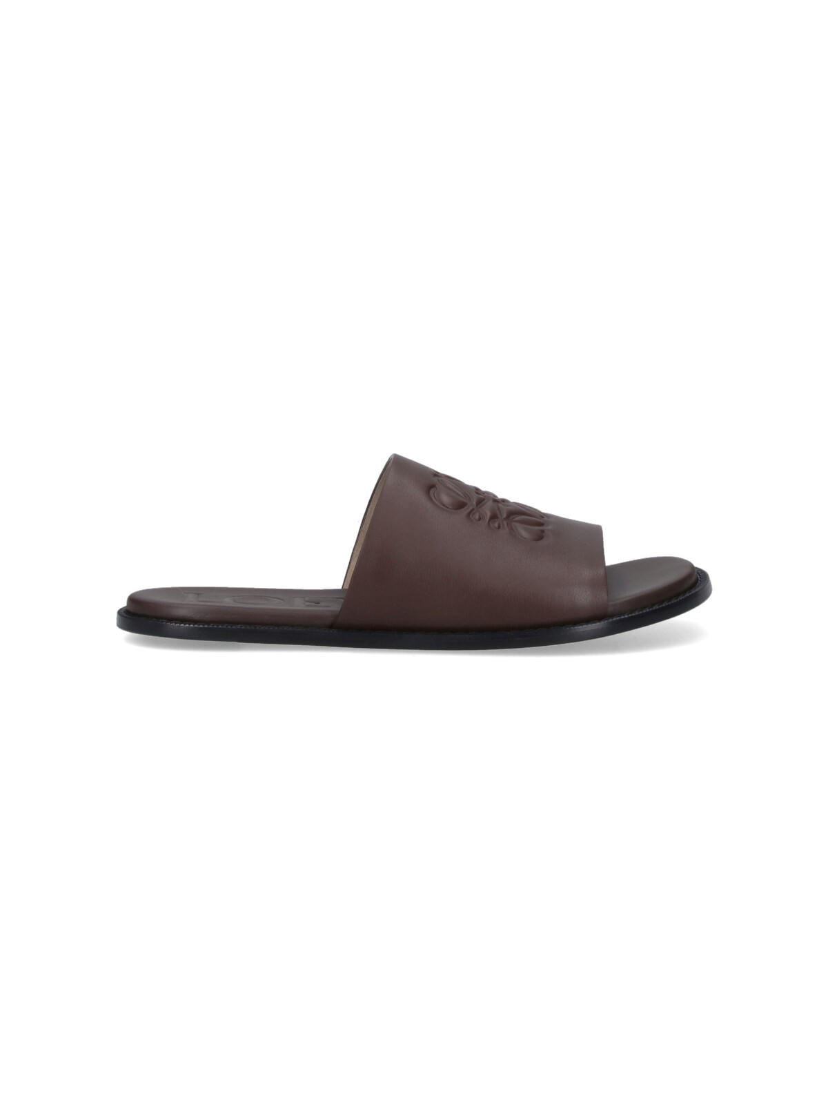 Loewe Flex Anagram Slide In Soft Calfskin In Brown