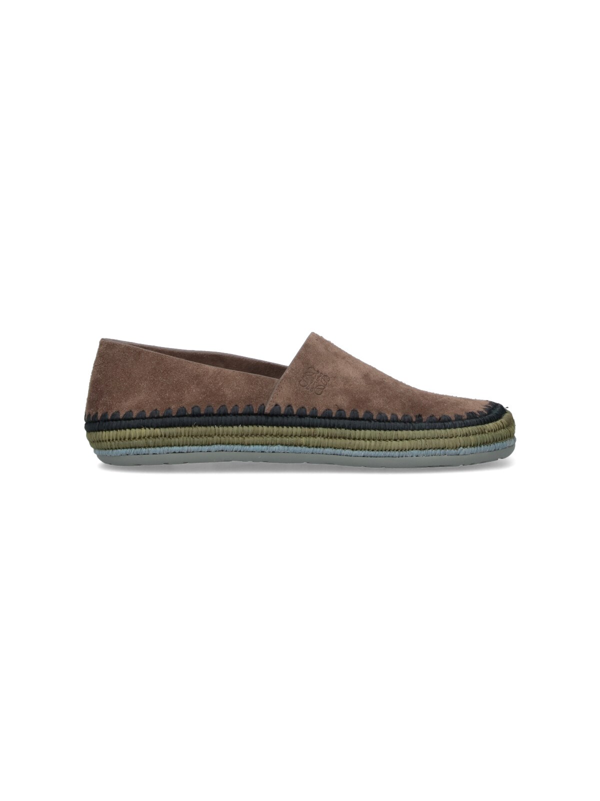 Loewe Brown Rio Slippers In Suede And Raffia In Brown