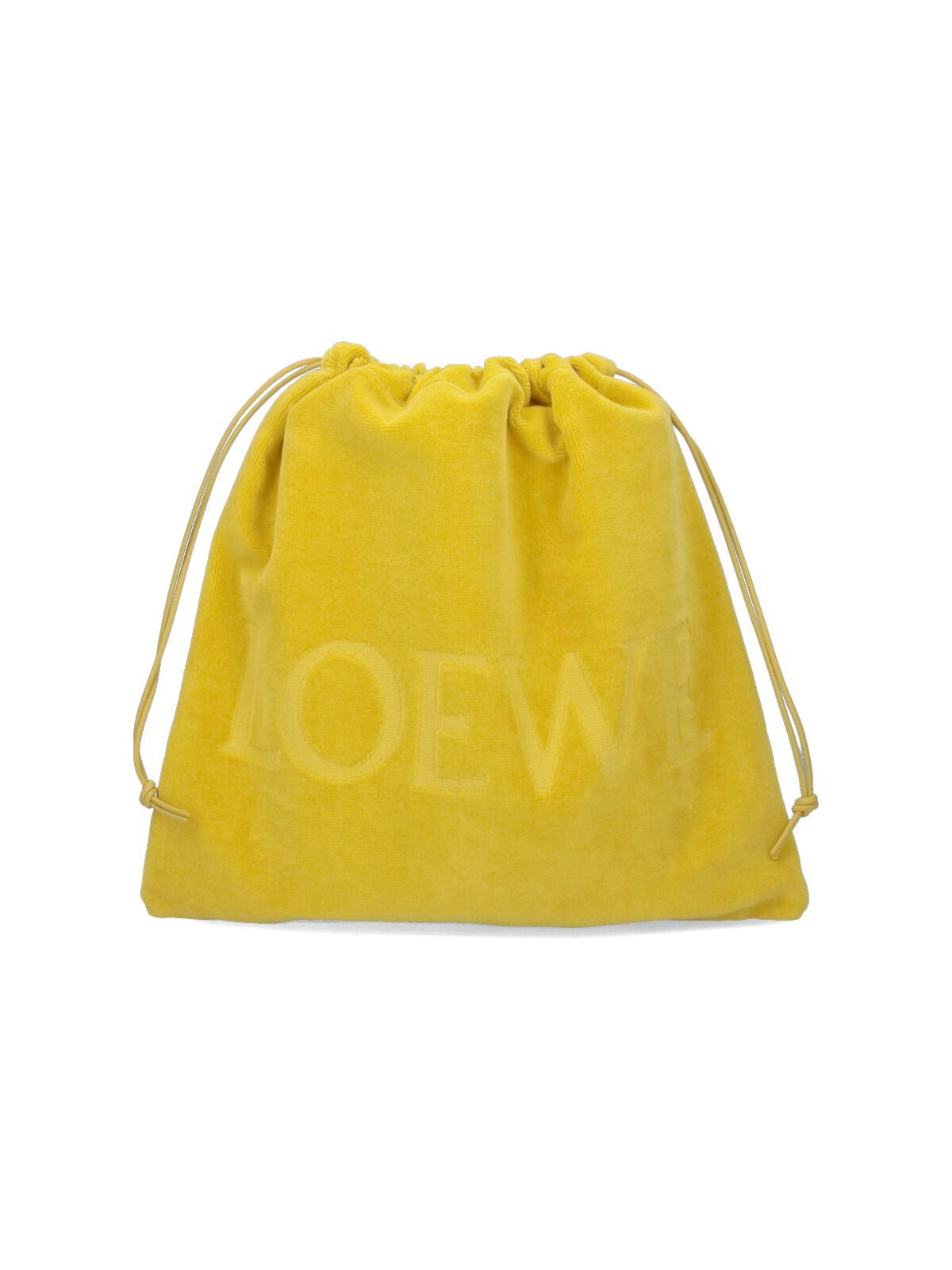 Loewe Medium Drawstring Pouch In Terrycloth In Yellow