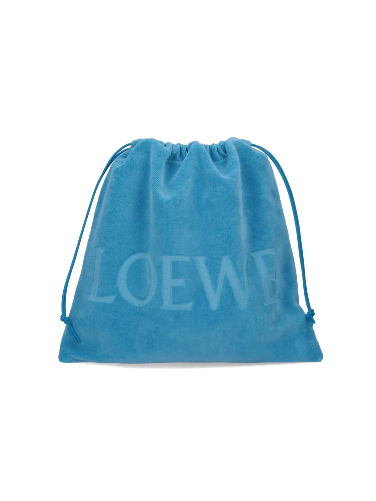 Loewe Medium Drawstring Pouch Bag In Terry Cloth In Black