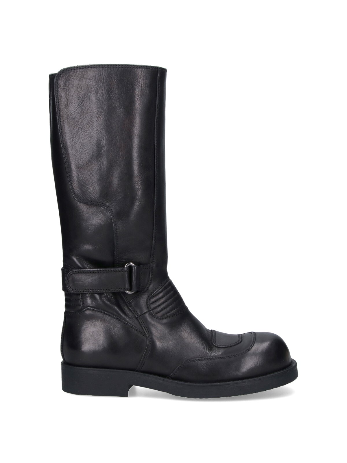 Mm6 Maison Margiela High Shaft Round Toe Stitched Boots In Black