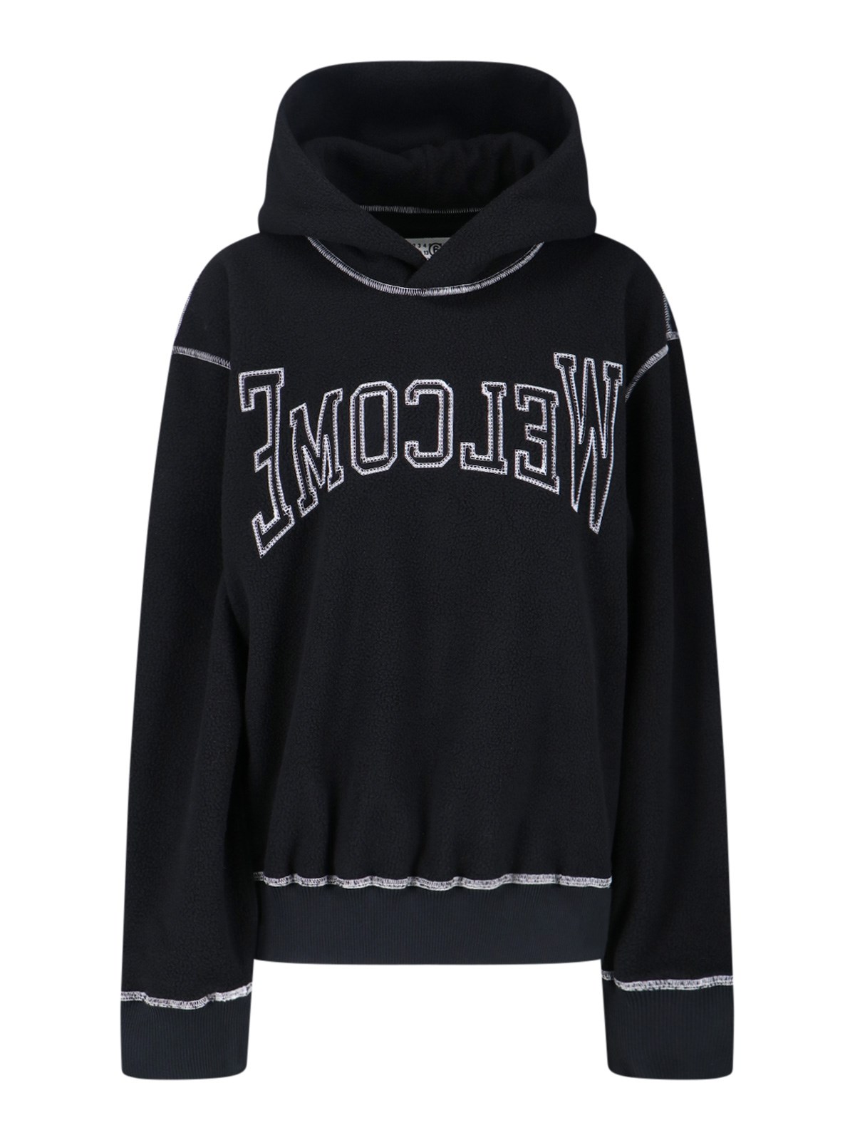 Mm6 Maison Margiela Knitwear Hooded Contrast Stitching In Black