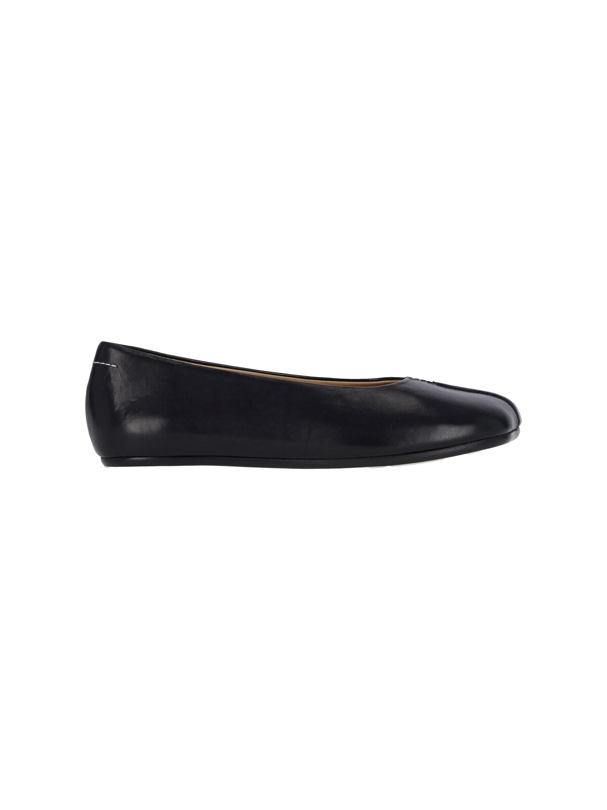 Mm6 Maison Margiela Mm6 By Maison Margiela Square Toe Ballerina Flats With Logo Stitching In Black