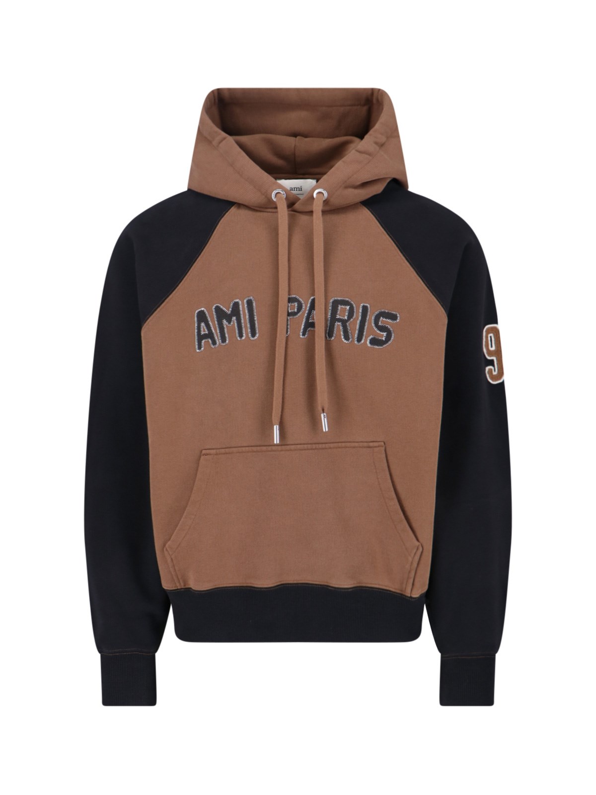 Ami Alexandre Mattiussi Ami Paris Men Cotton Colorblock Hoodie In Brown