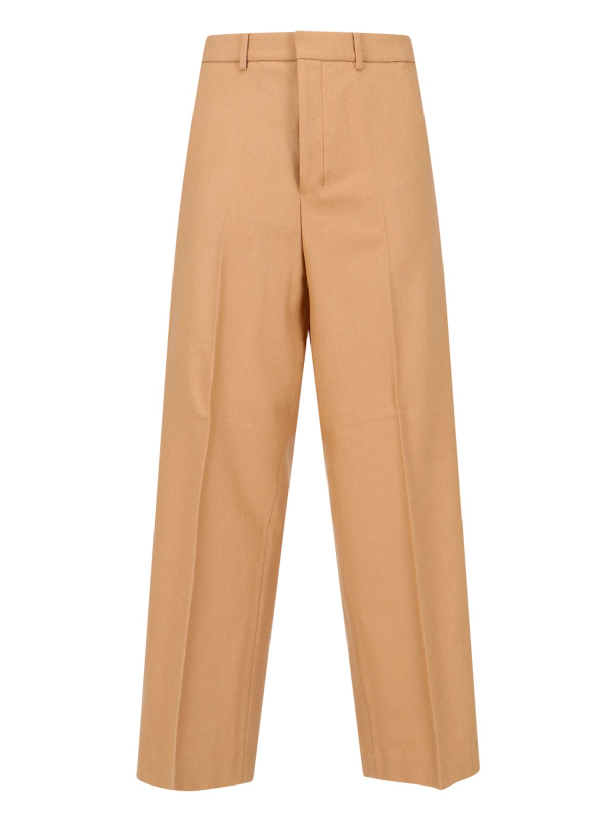 Ami Alexandre Mattiussi Tailored Beige Virgin Wool Trousers With Button Closure In Pink