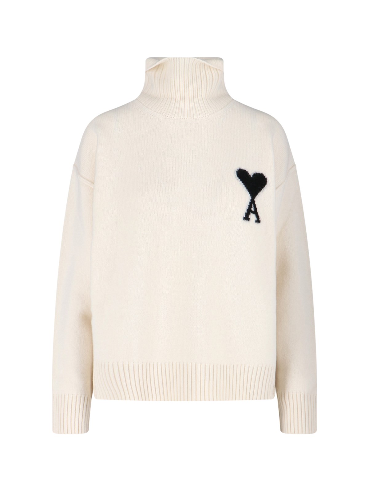 Ami Alexandre Mattiussi Oversized Intarsia-knit Wool Turtleneck Sweater In White