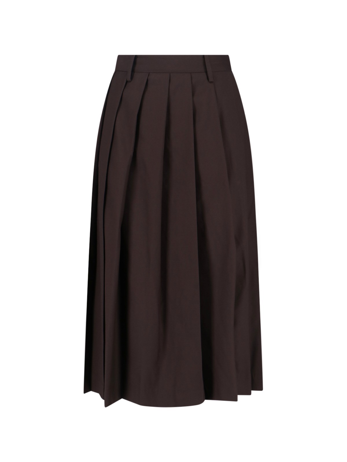 Dunst Brown Pleats Midi Skirt In Black