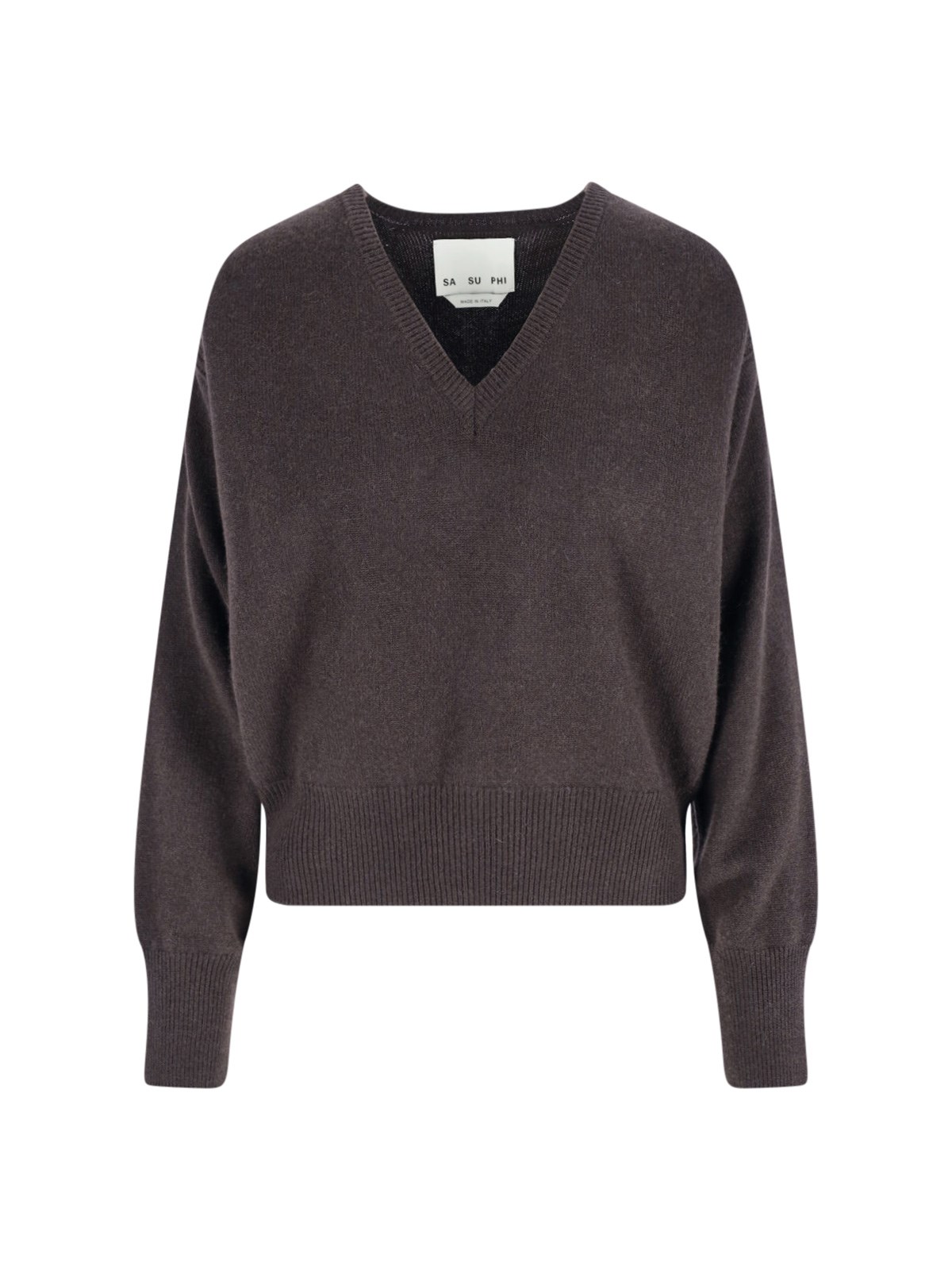 Sa Su Phi Long Sleeve Knitwear V-neckline In Brown