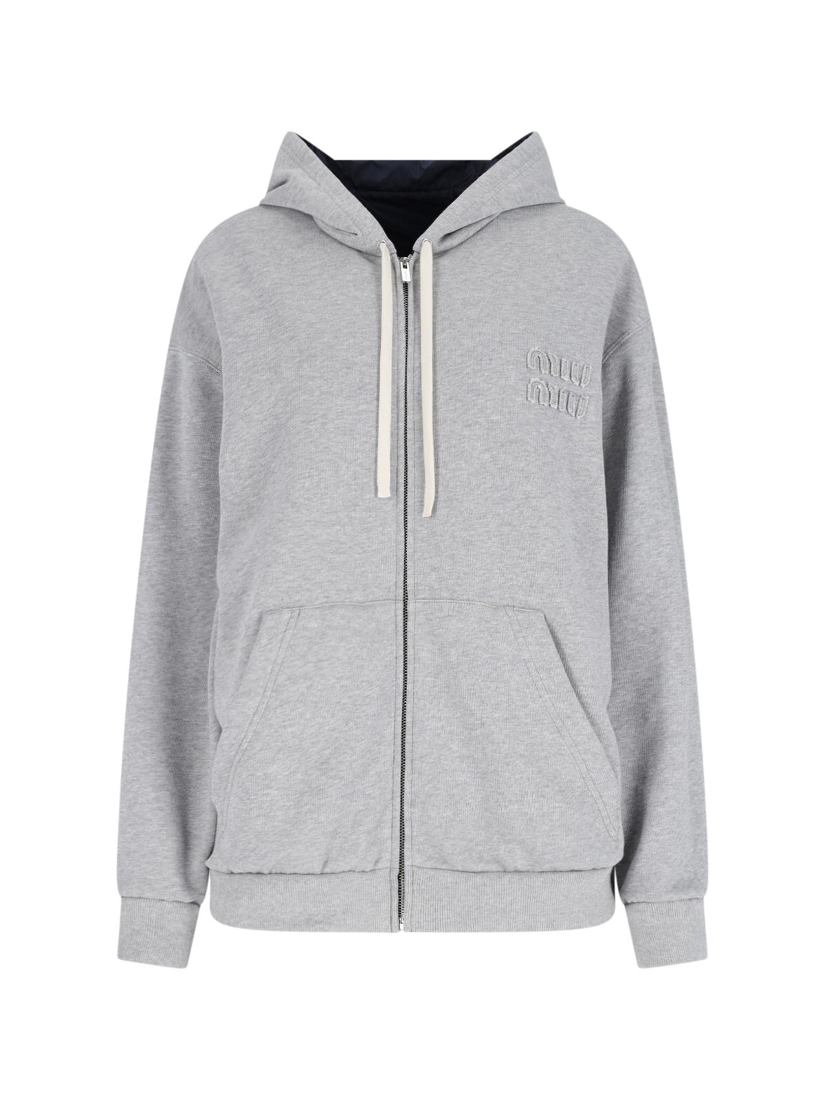 Miu Miu Reversible Logo Blouson In Gray