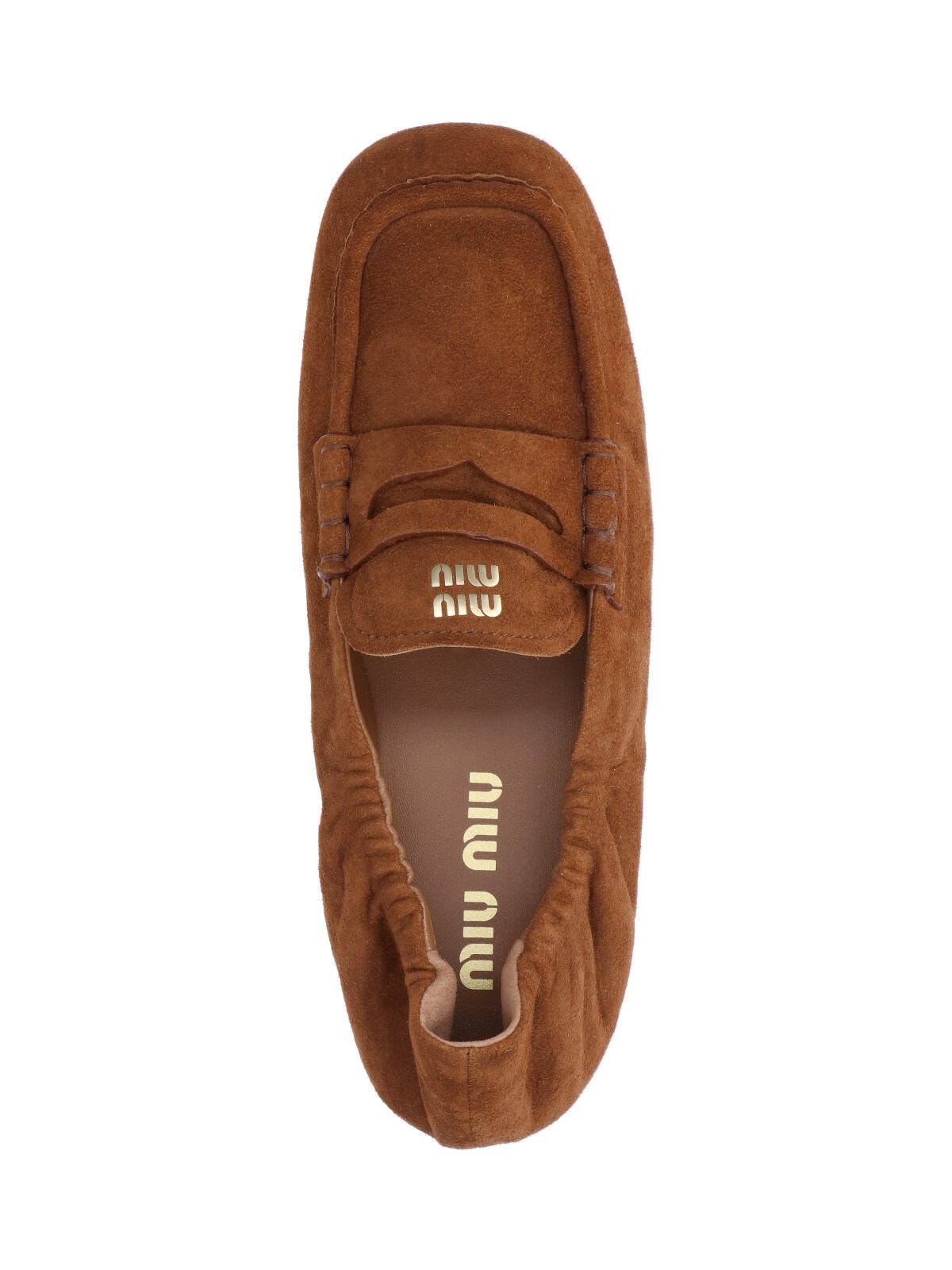ローファー・オックスフォード MIU MIU LOGO RUCHES LOAFERS Ruches leather loafers with lettering logo MIU MIU - Nugnes1920