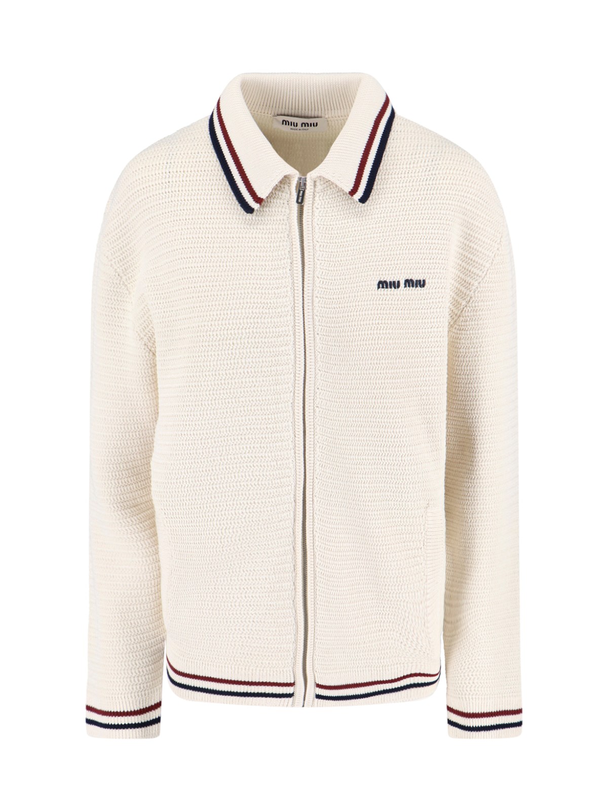 Miu Miu Logo Sweater In Beige