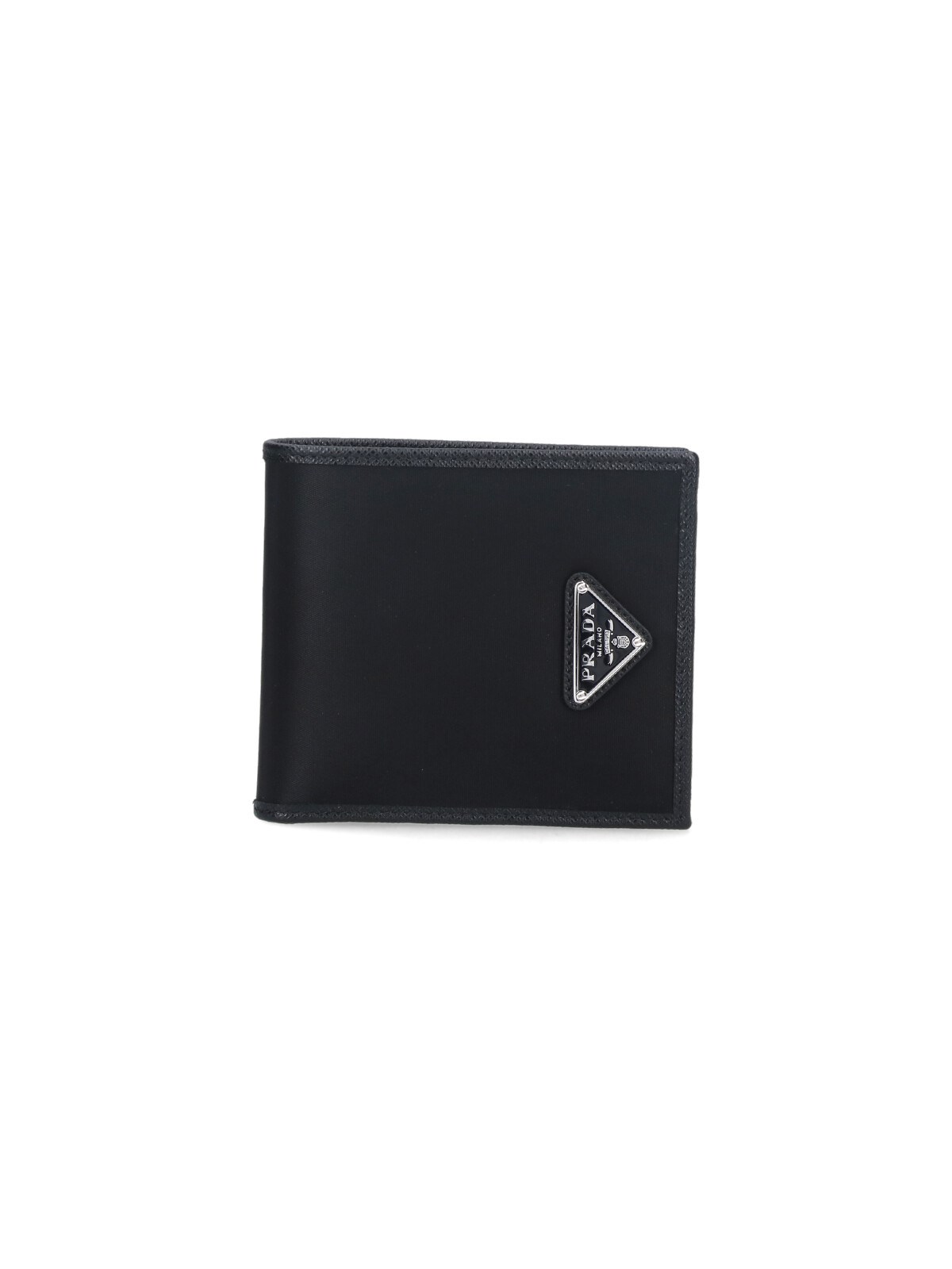 Prada Black Fabric And Leather Wallet In Black