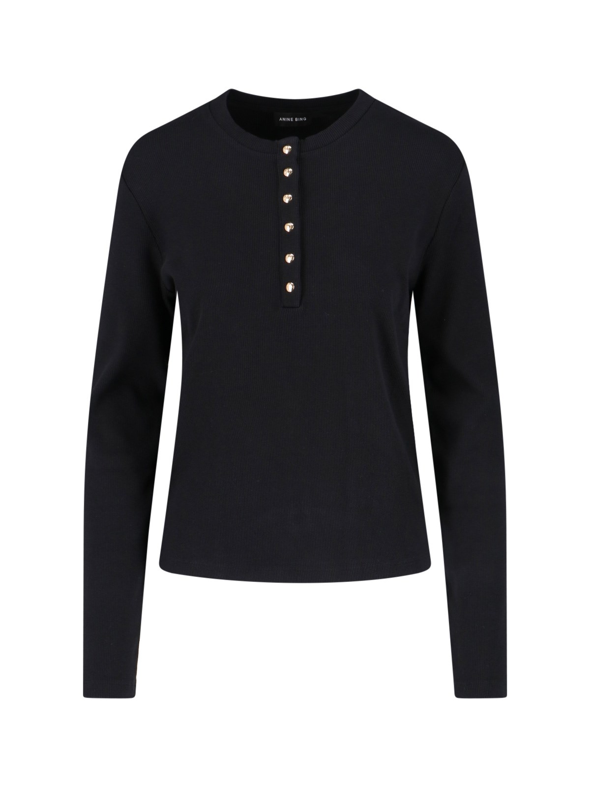 Anine Bing Striped Long Sleeve Tshirt In Black